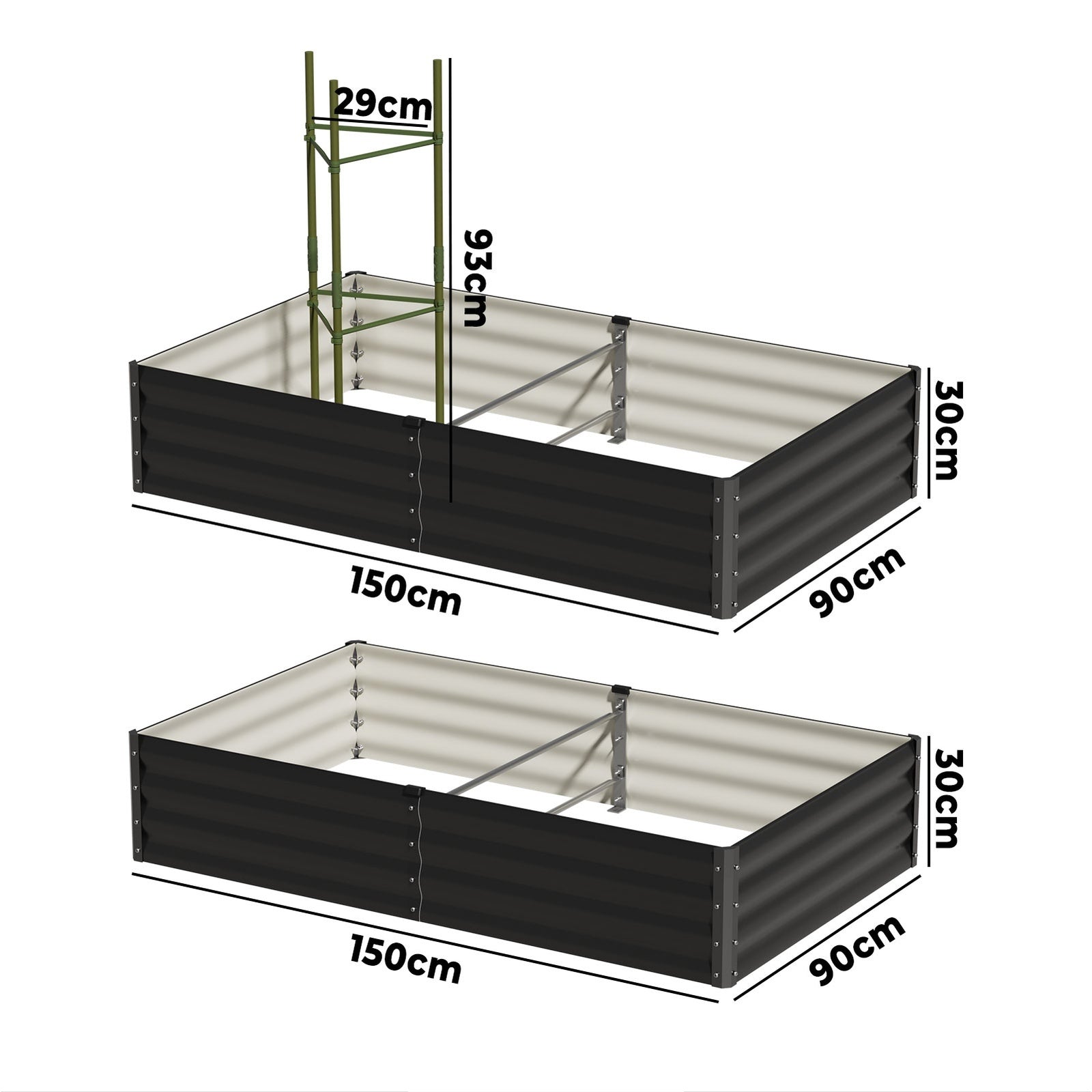 Livsip Garden Bed 290x90x30cm Planter Stand Box Raised Container Galvanise - Sunyee