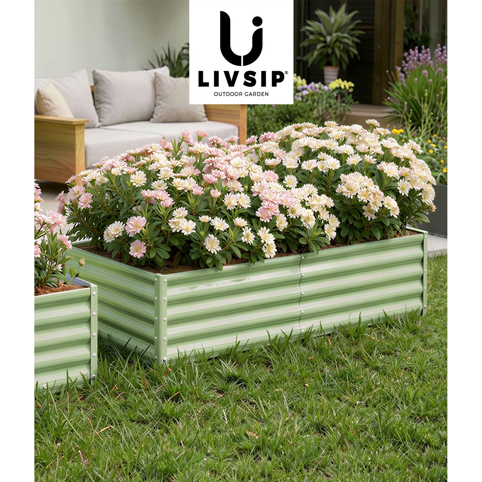 Livsip Garden Bed 240x80x45CM Raised Container Vegetable Planter Box Green - Sunyee
