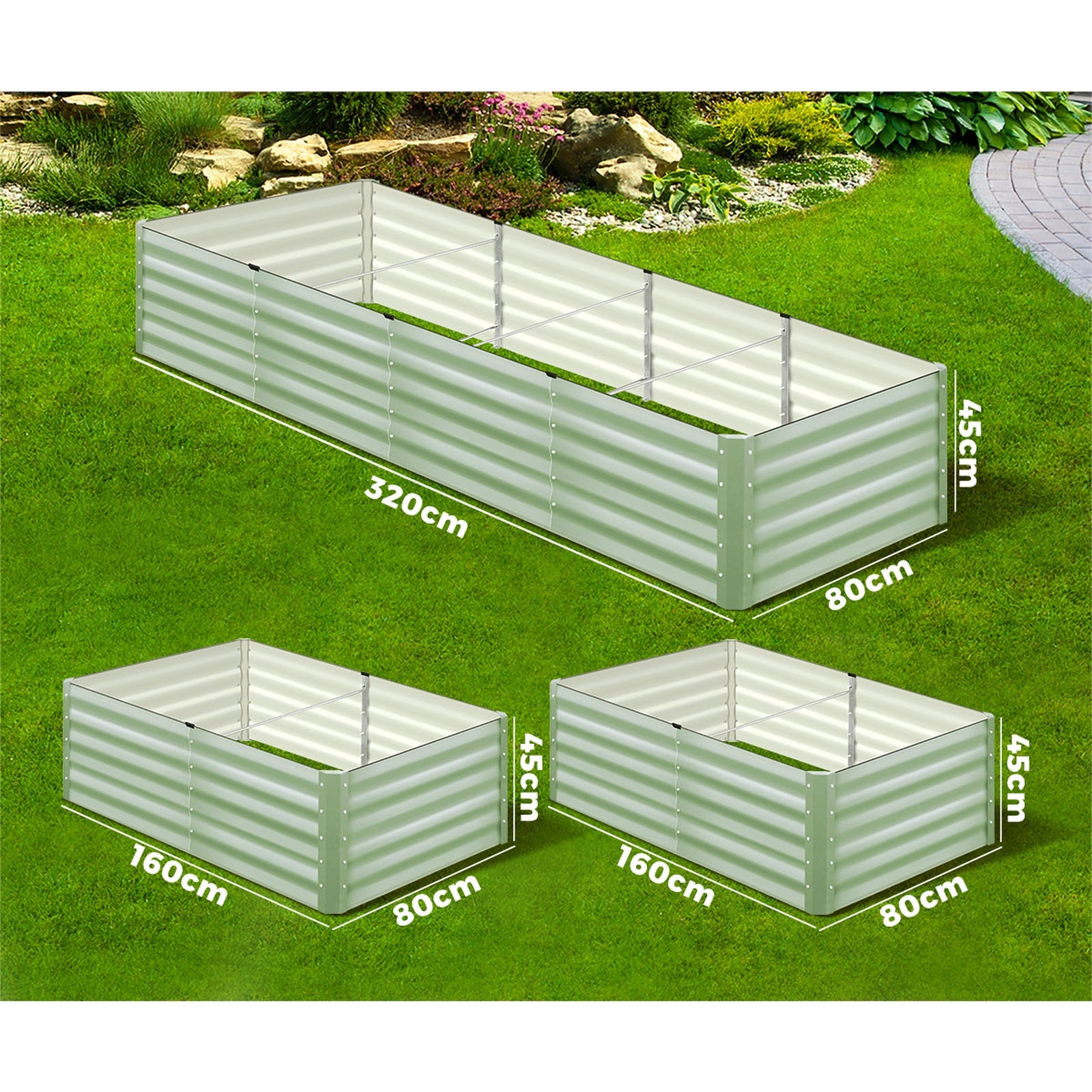 Livsip Garden Bed 320x80x45CM Raised Container Vegetable Planter Box Green - Sunyee