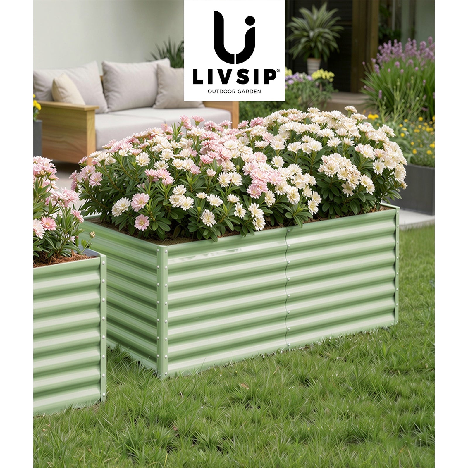Livsip Garden Bed 240x80x73CM Raised Container Vegetable Planter Box Green - Sunyee