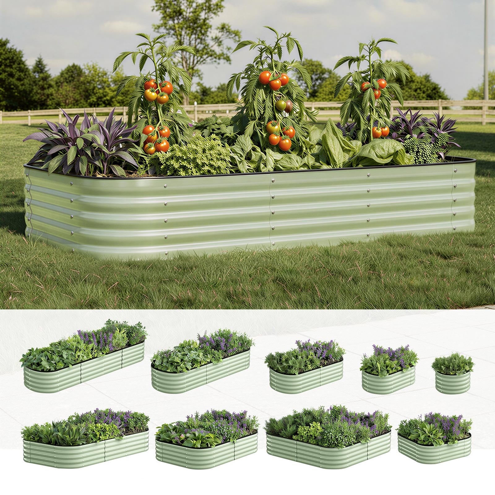 Livsip 9 In 1 Garden Bed Modular Container Planter Galvanised Steel 40CM Height - Sunyee