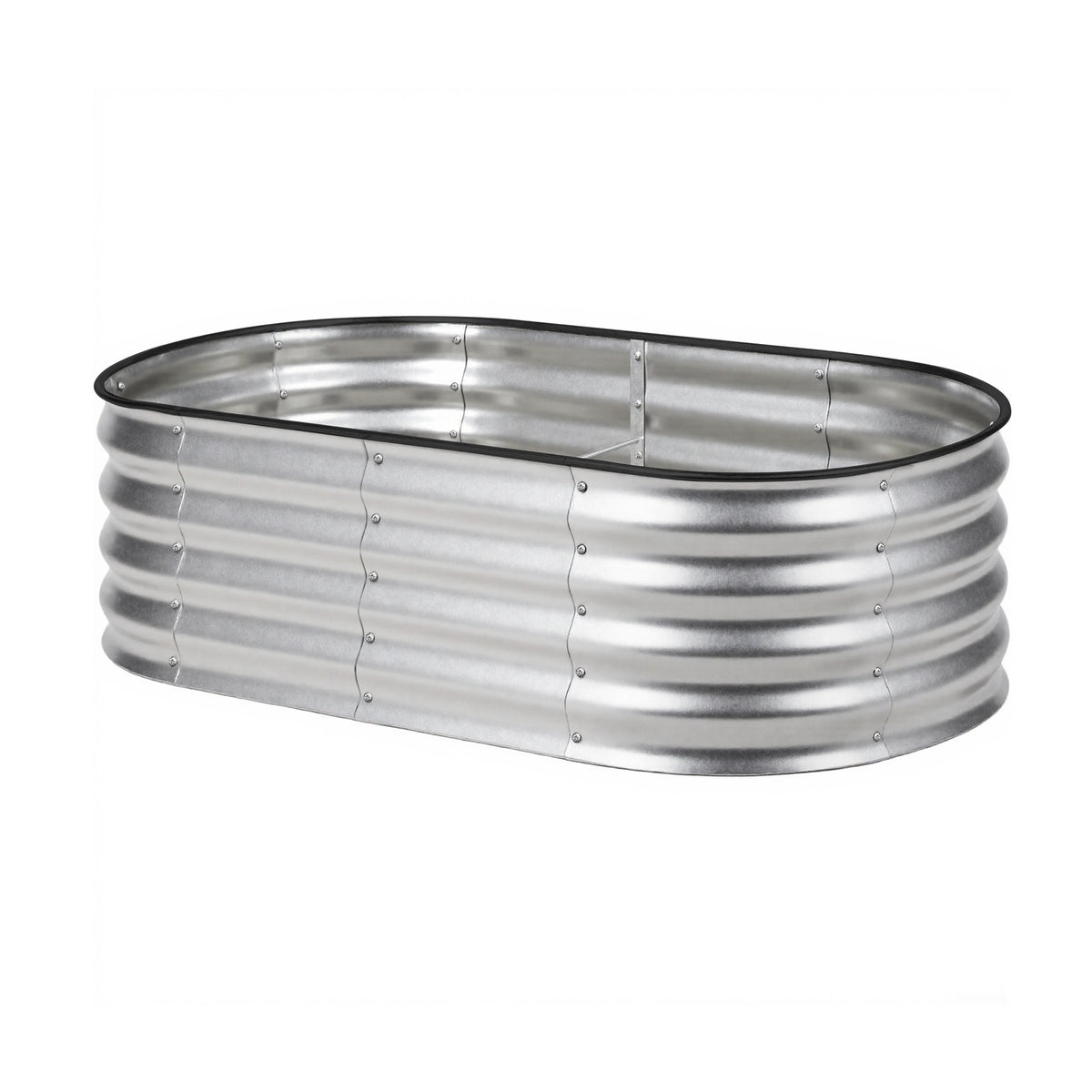 Livsip Garden Bed Oval Galvanised Steel Planter Box Outdoor 160x80x42cm Silver