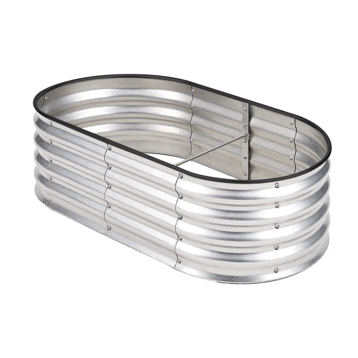 Livsip Garden Bed Oval Galvanised Steel Planter Box Outdoor 160x80x42cm Silver
