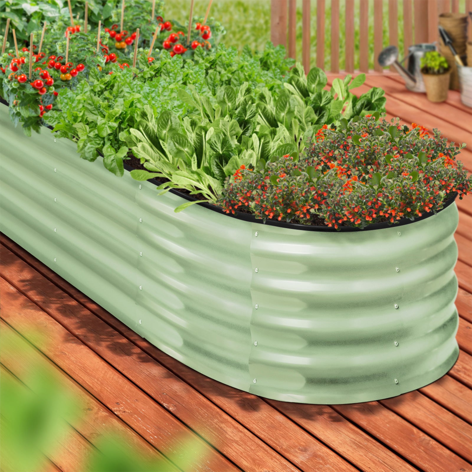 Livsip 2x Garden Bed 240x80x42cm Planter Box Raised Container Galvanised Green - Sunyee
