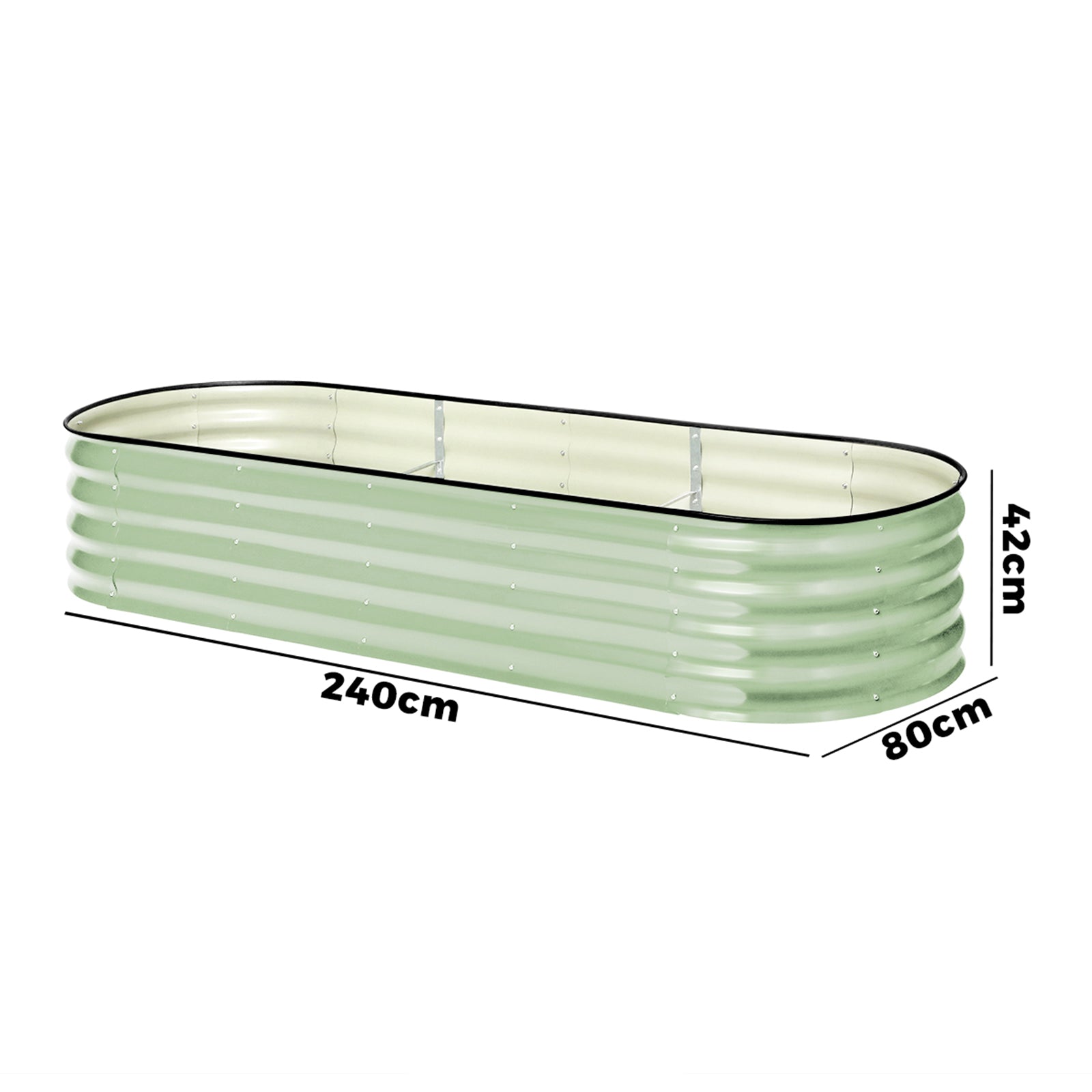 Livsip 2x Garden Bed 240x80x42cm Planter Box Raised Container Galvanised Green - Sunyee