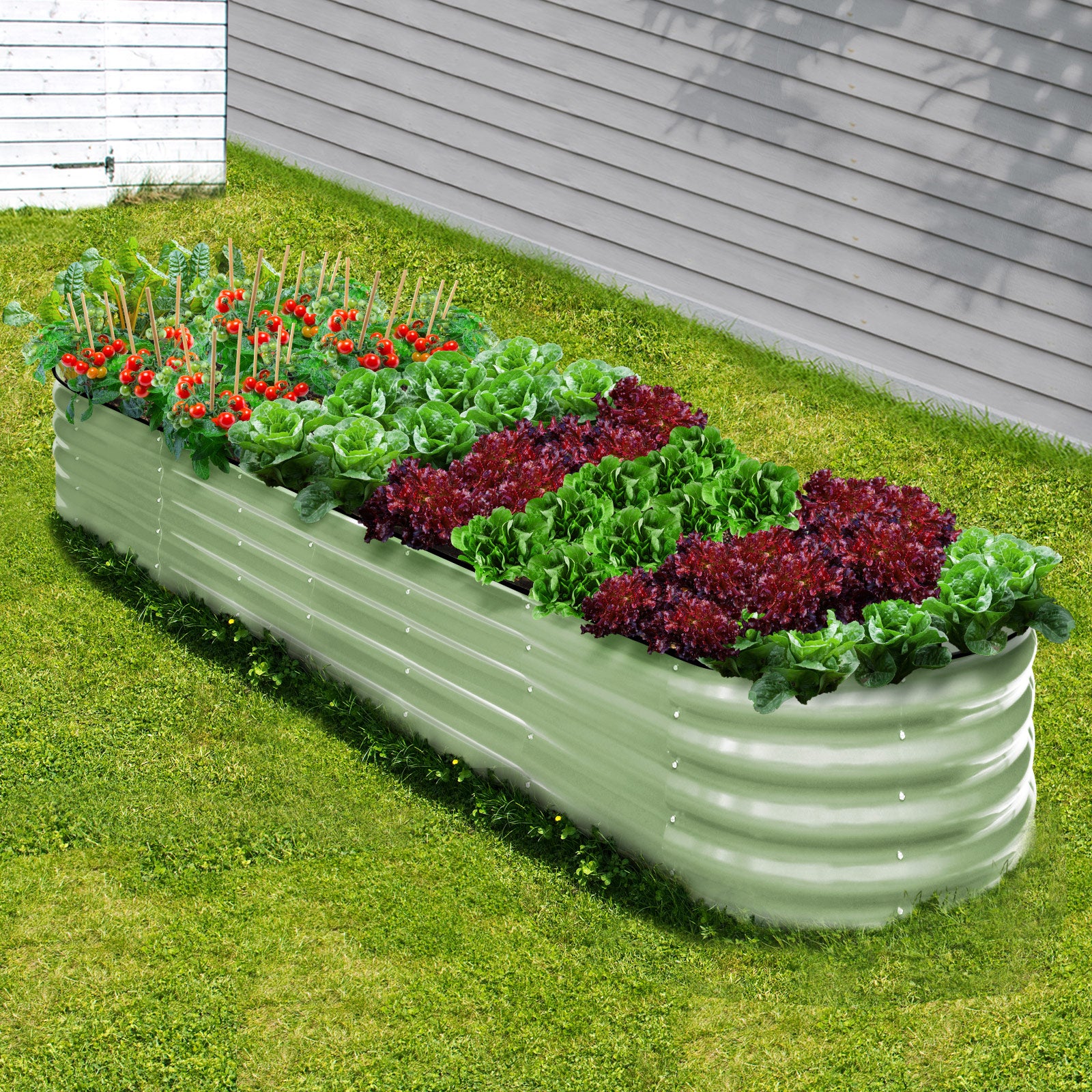 Livsip Garden Bed 320x80x42cm Planter Box Raised Container Galvanised Green - Sunyee