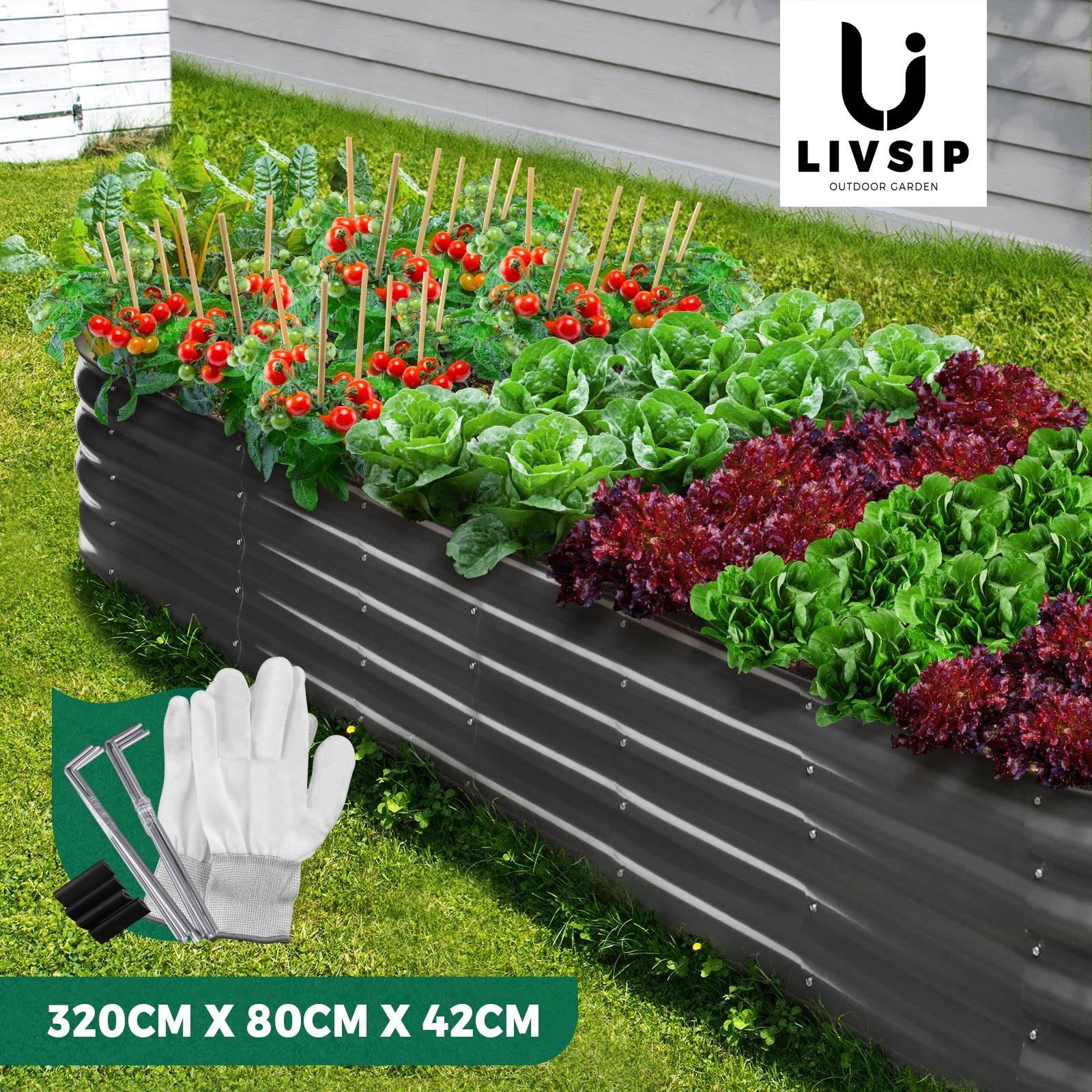 Livsip Garden Bed Oval 3 Sizes Raised Planter Box Container Galvanised Steel - Sunyee
