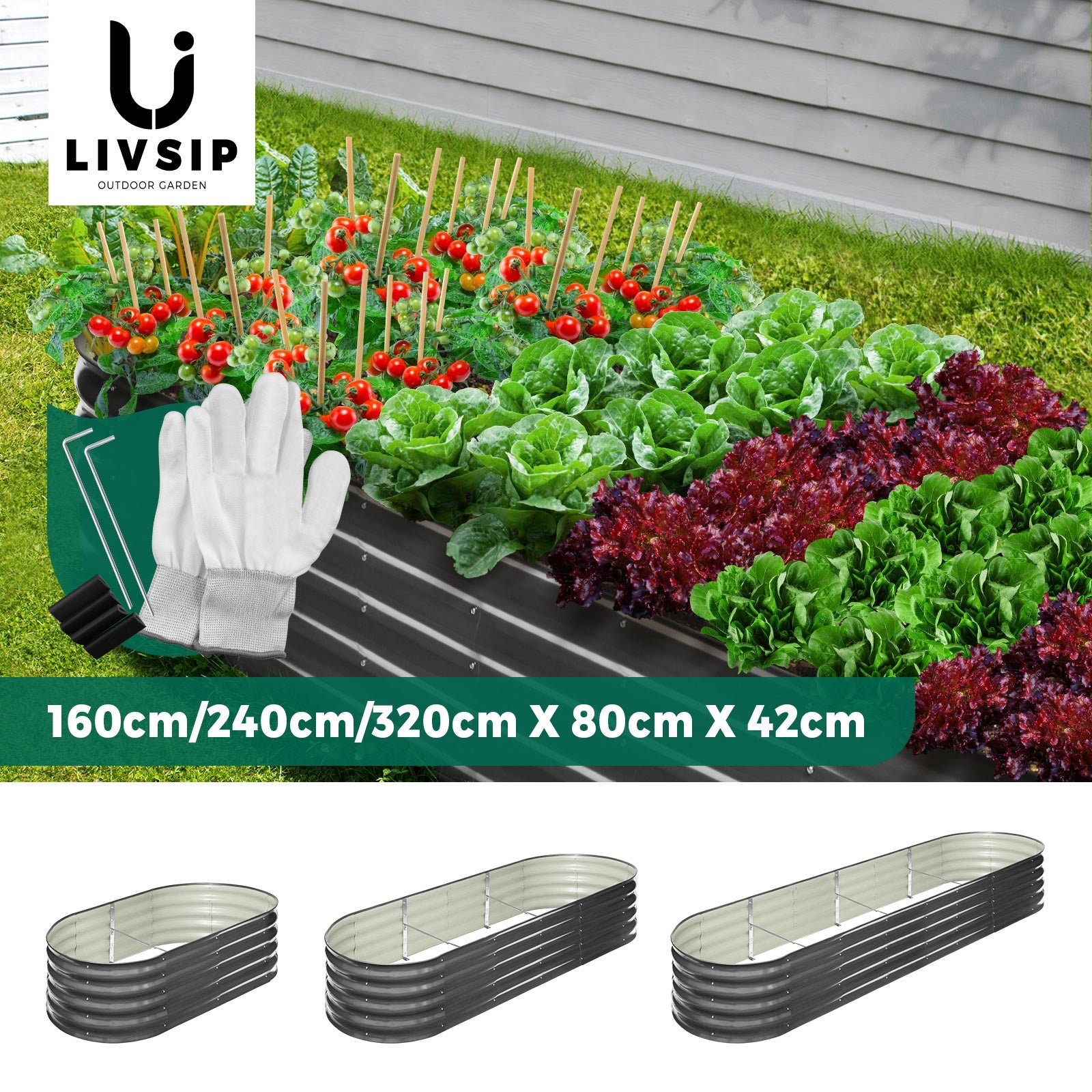 Livsip Garden Bed Oval 3 Sizes Raised Planter Box Container Galvanised Steel - Sunyee