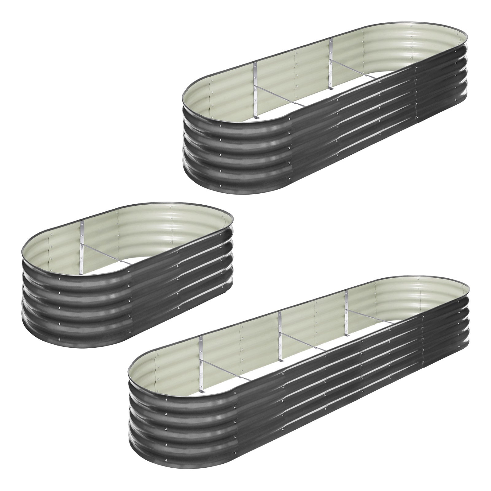 Livsip Garden Bed Oval 3 Sizes Raised Planter Box Container Galvanised Steel - Sunyee