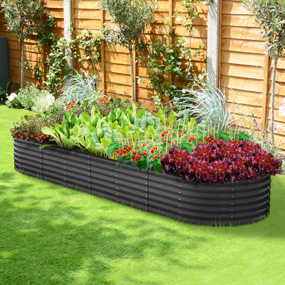 Livsip Raised Garden Bed Beds Kit Planter Oval Galvanised Steel 320cmX80cmX56cm - Sunyee
