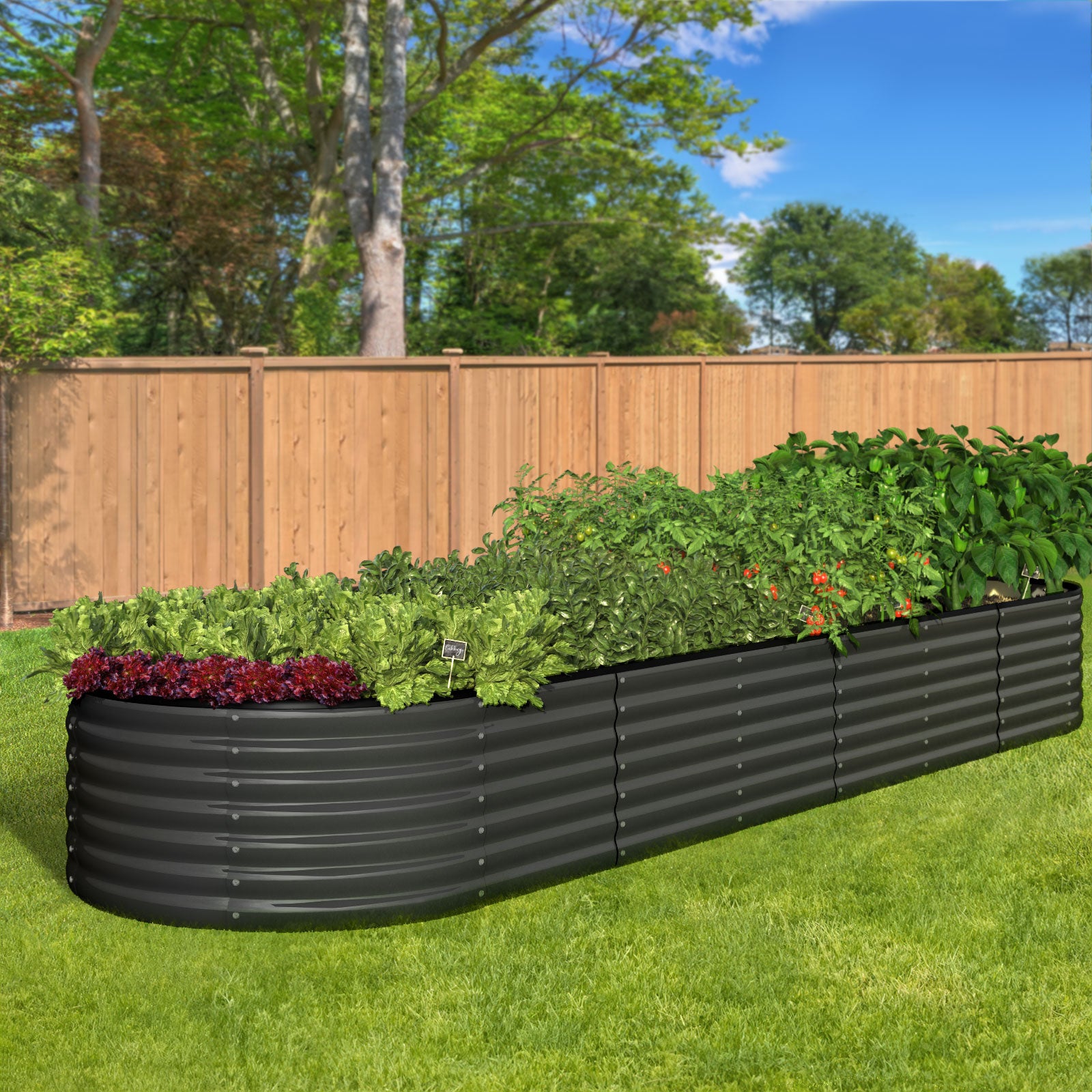 Livsip x2 Raised Garden Bed Kit Planter Oval Galvanised Steel 320cmX80cmX56cm - Sunyee