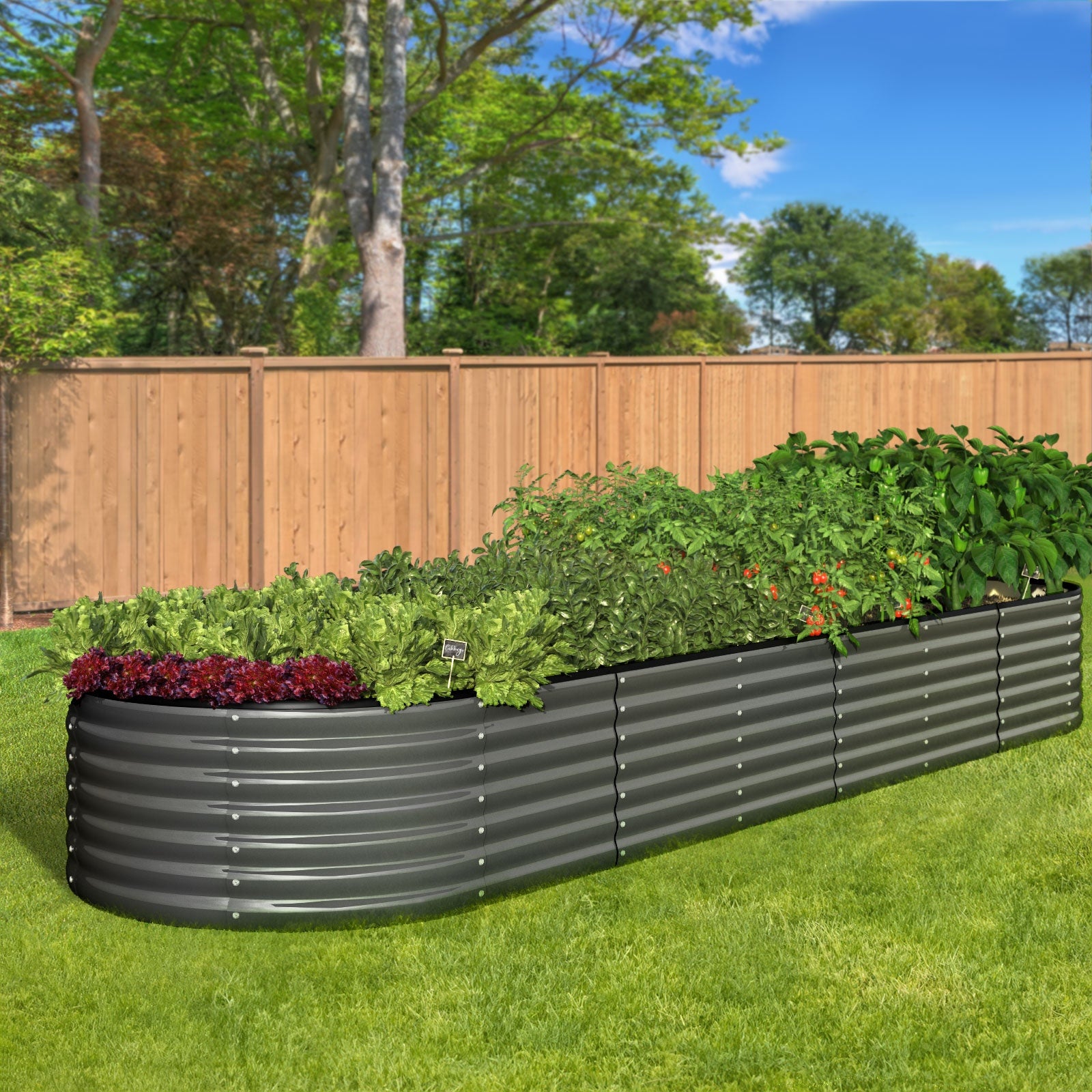 Livsip x2 Raised Garden Bed Kit Planter Oval Galvanised Steel 320cmX80cmX56cm - Sunyee