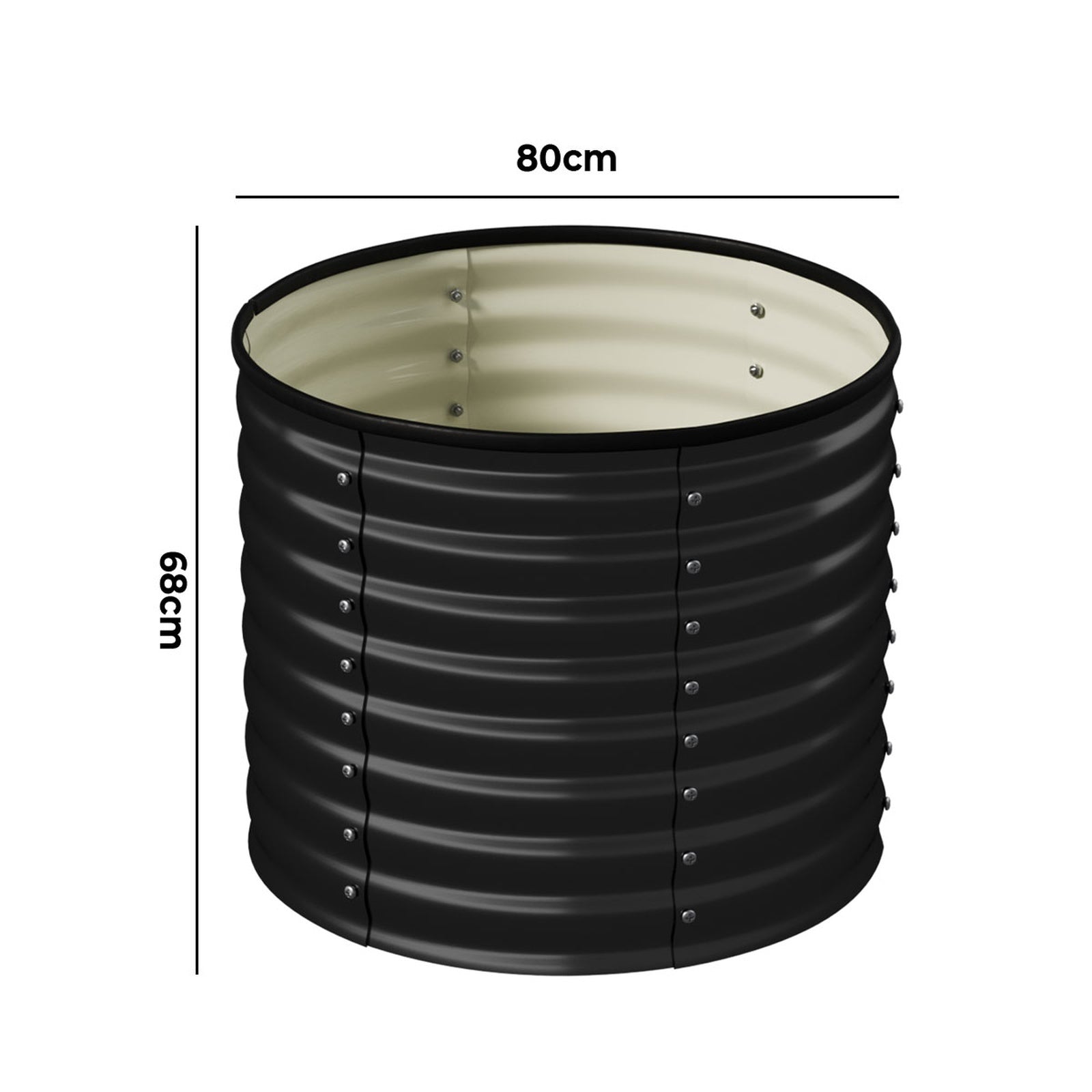 Livsip Garden Bed 80x68cm Galvanised Steel Raised Container Planter Box Round - Sunyee