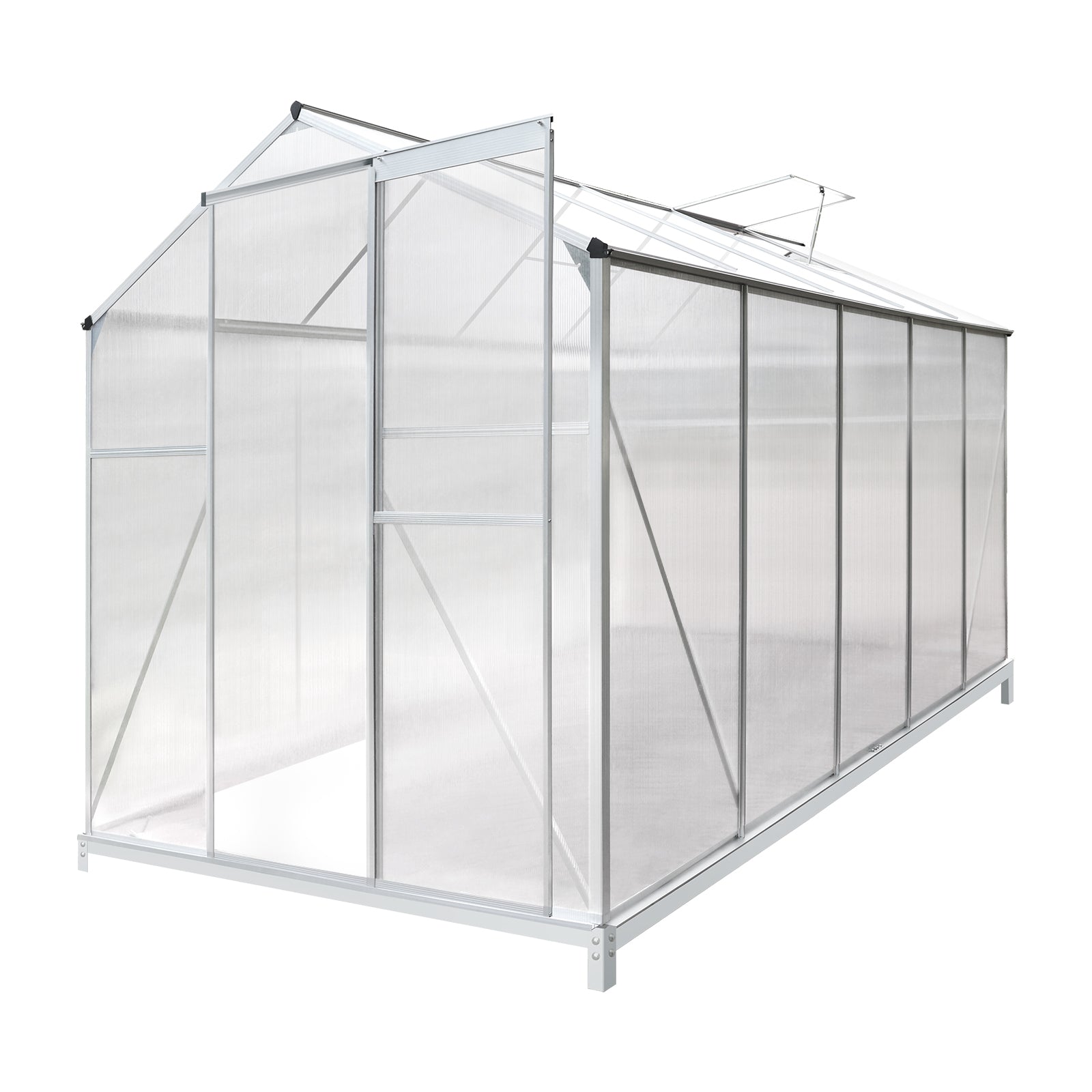 Livsip Greenhouse Aluminium Green House Garden Shed Polycarbonate Walk in 4 Size - Sunyee