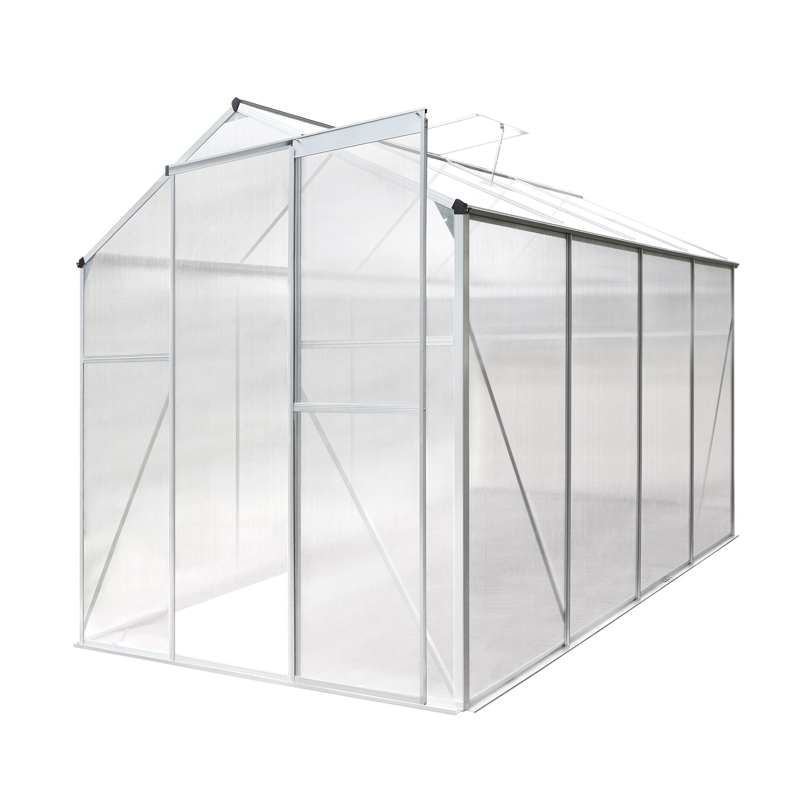 Livsip Greenhouse Aluminium Green House Garden Shed Polycarbonate Walk in 4 Size - Sunyee