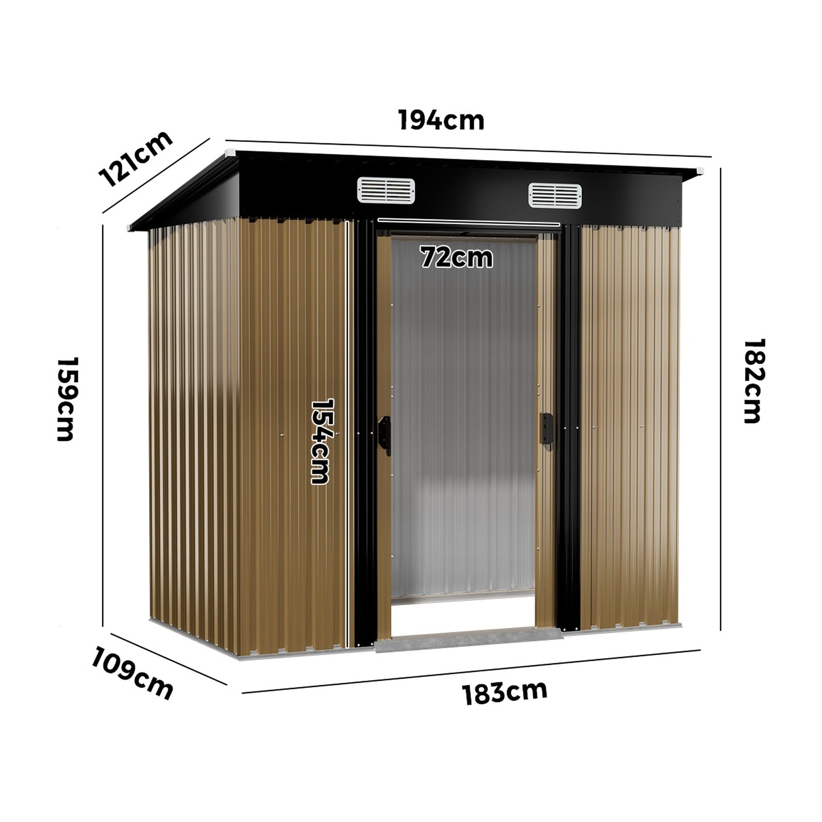Livsip Garden Shed 1.94x1.21M Outdoor Storage Tool Workshop Cabin Steel House