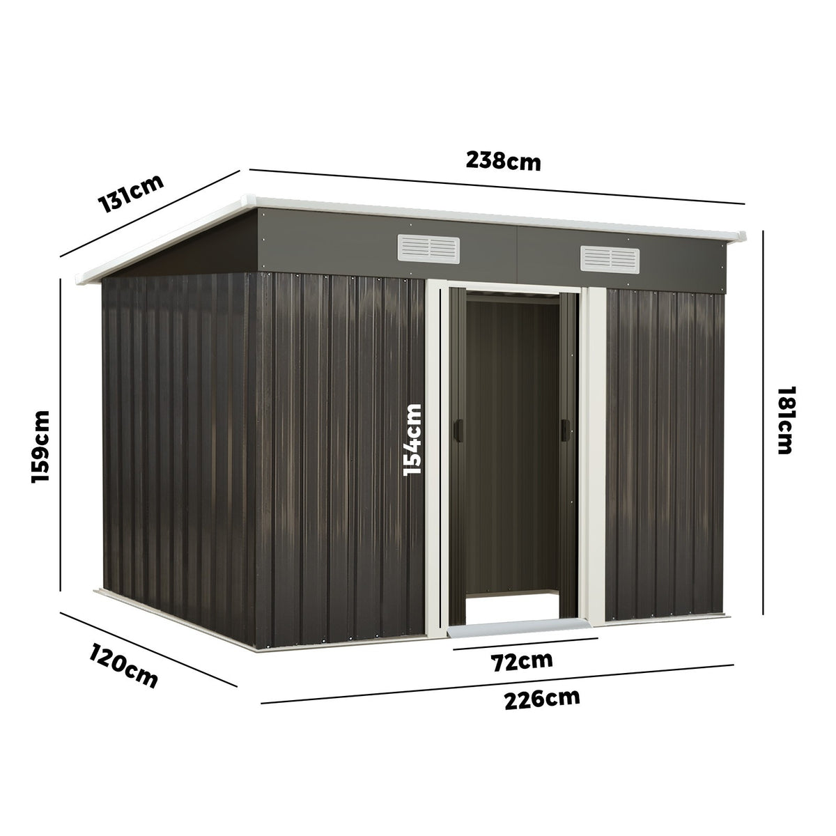 Livsip Garden Shed Outdoor Storage Sheds 2.38x1.31M Workshop Cabin Metal House - Sunyee