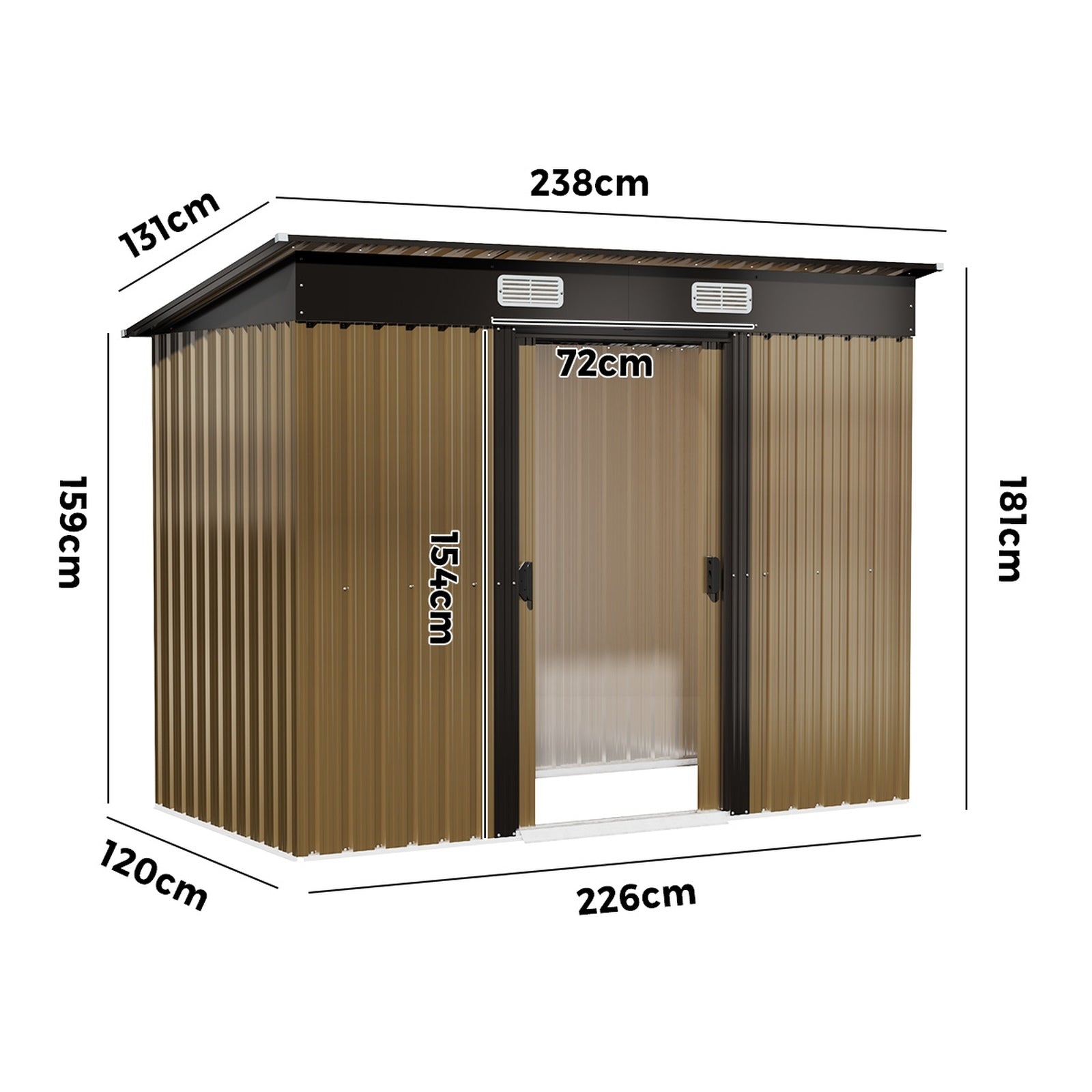 Livsip Garden Shed Outdoor Storage 2.38x1.31M Tool Workshop Cabin Steel House - Sunyee