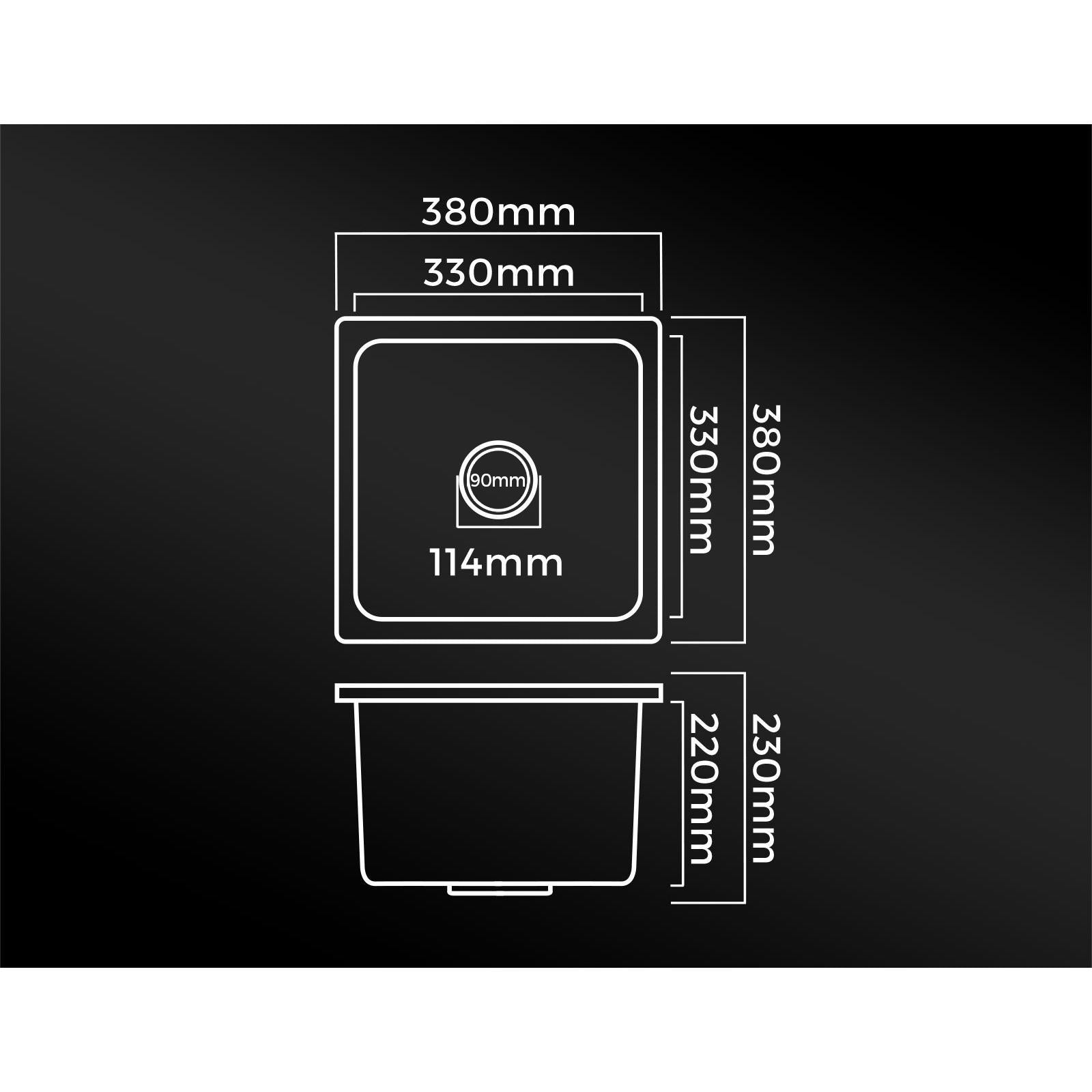 Welba Kitchen Sink 38x38cm Granite Stone Sink Laundry Basin Single Bowl Black - Sunyee