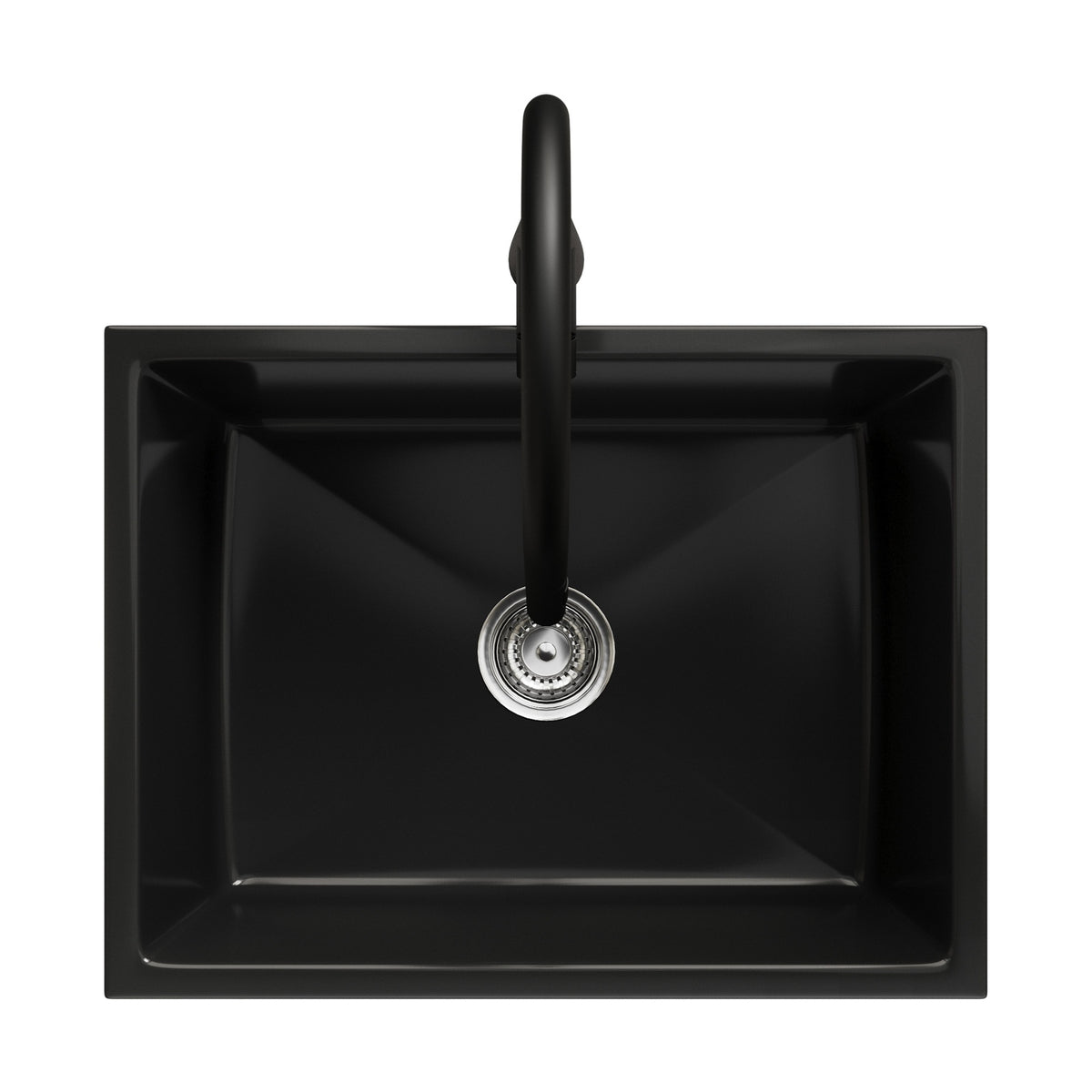 Welba Kitchen Sink Basin Granite Stonk with Mixer Tap Faucet 59cmx45cm Black - Sunyee