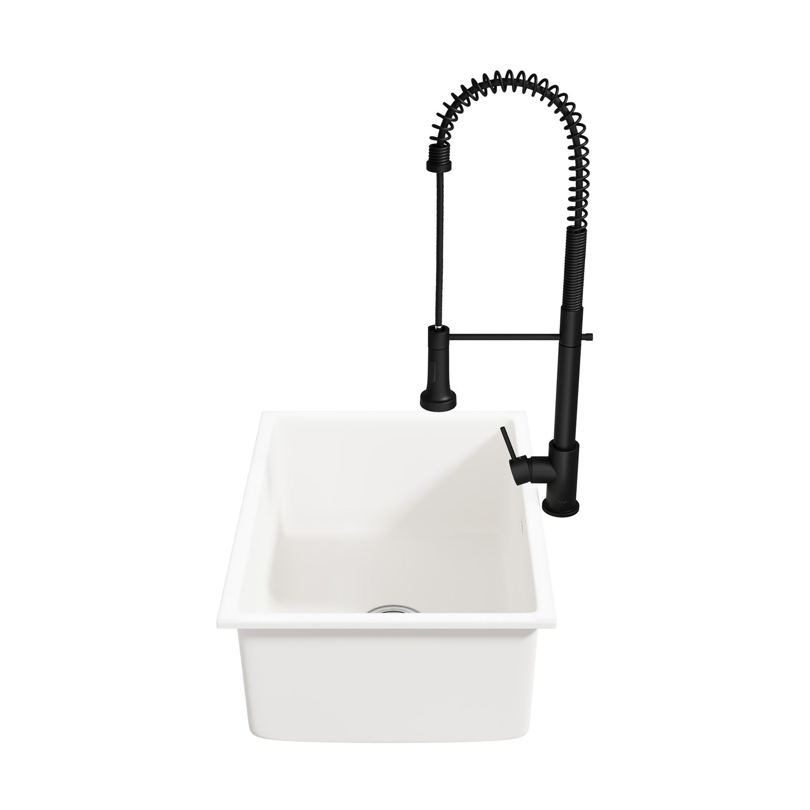 Welba Kitchen Sink Granite Stone Single Bowl with Mixer Tap 59cmx45cm White - Sunyee