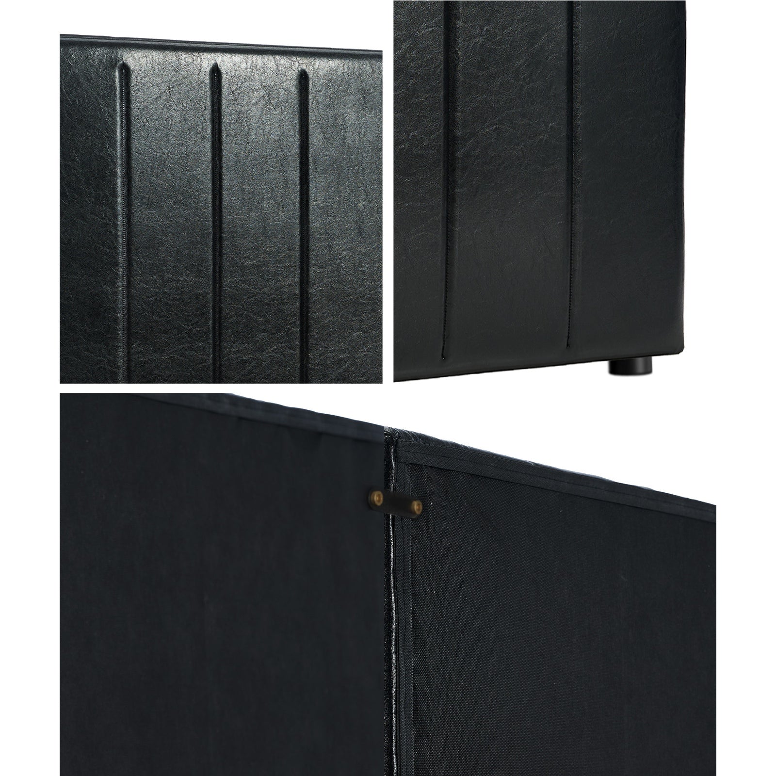 Oikiture Bed Frame Headboard Double Queen King Size Head Bedhead Black Leather - Sunyee