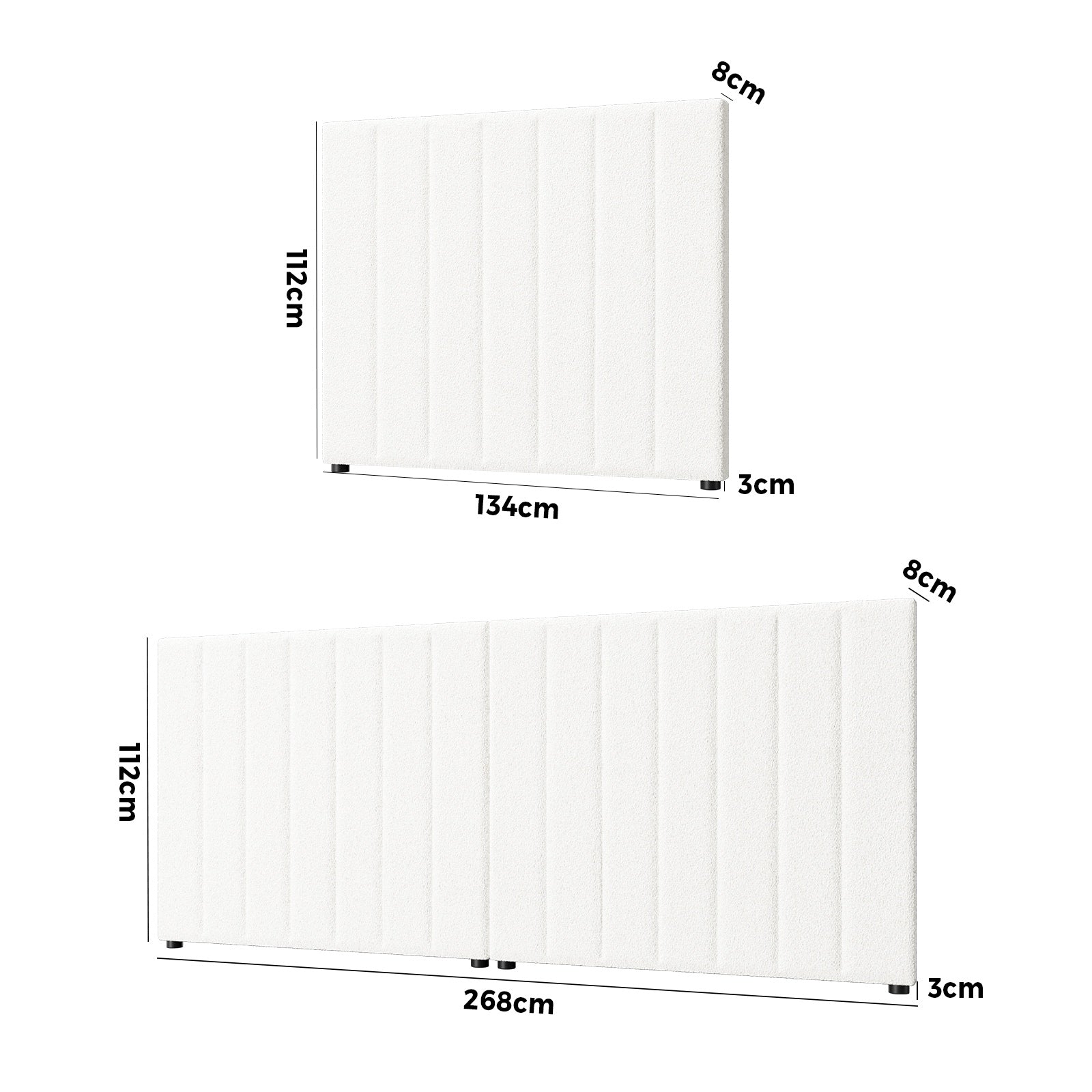 Oikiture Headboard Queen Double King Single Bedhead Boucle Fabric White - Sunyee