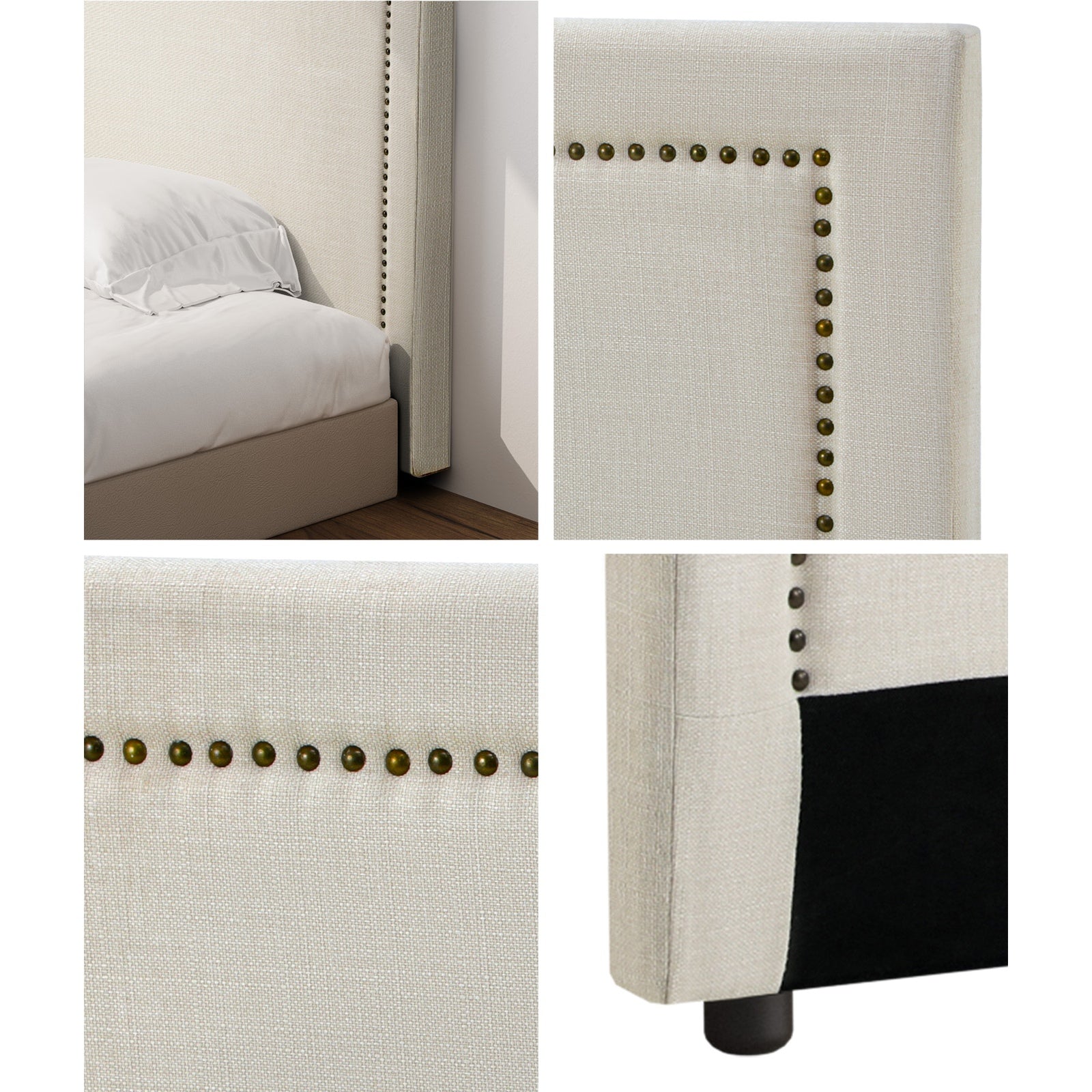 Oikiture King Size Bed Headboard Bedhead Bedroom Furniture - Beige - Sunyee