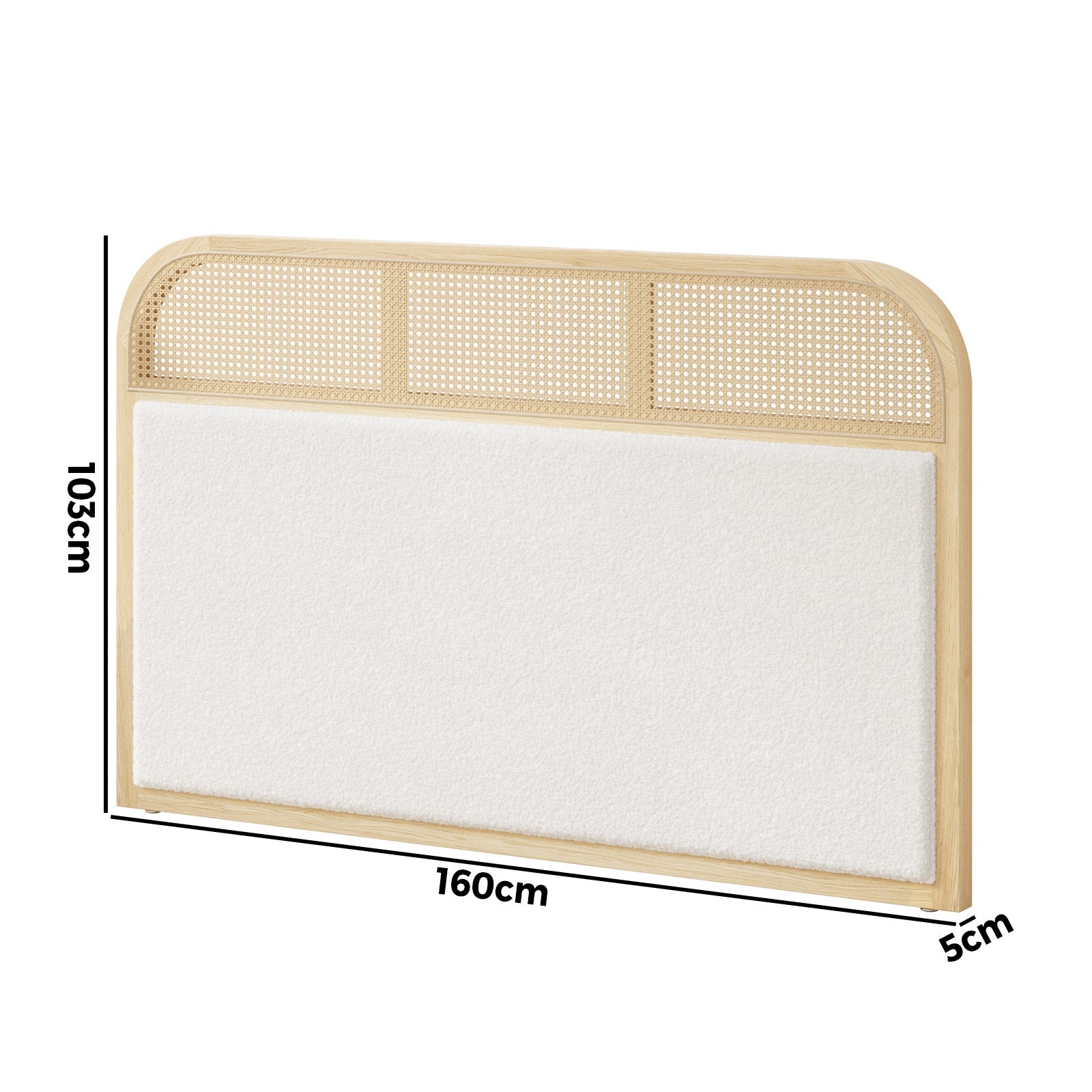 Oikiture Bed Head Headboard Queen Size Rattan Bedboard Natural - Sunyee