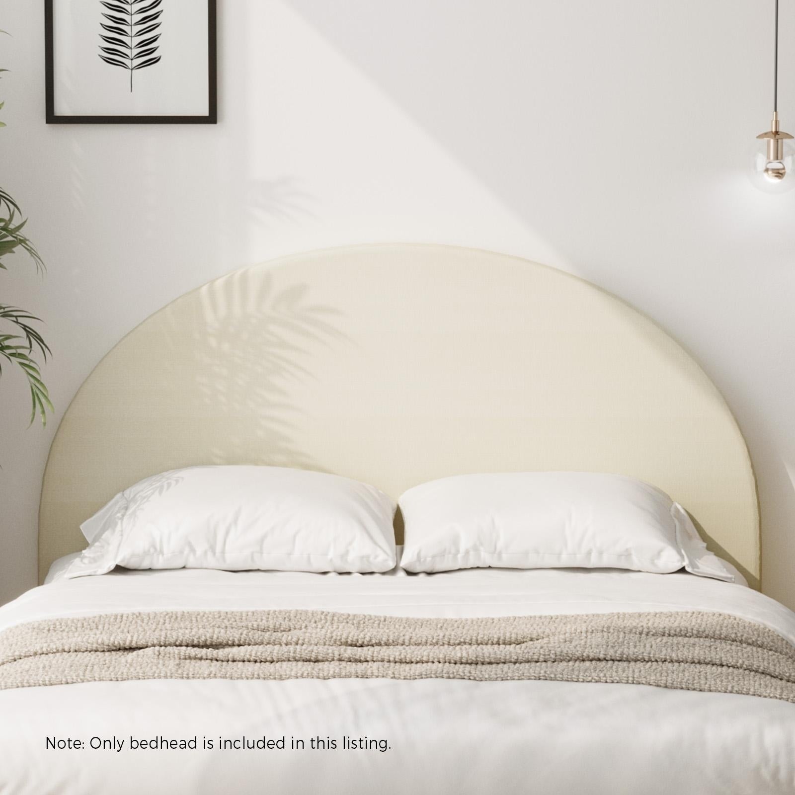 Oikiture Bed Head King Size Headboard Bedhead Fabric Beige - Sunyee