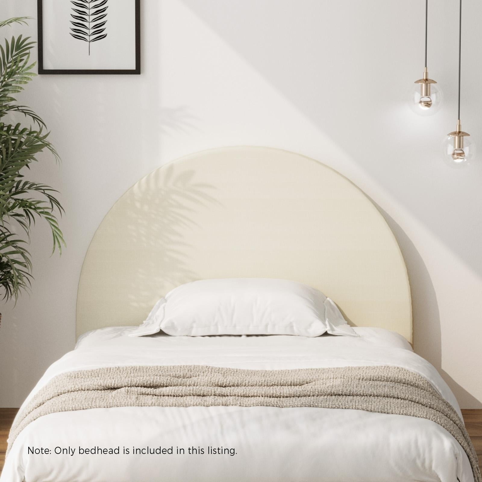 Oikiture Bed Head King Single Size Headboard Bedhead Fabric Beige - Sunyee