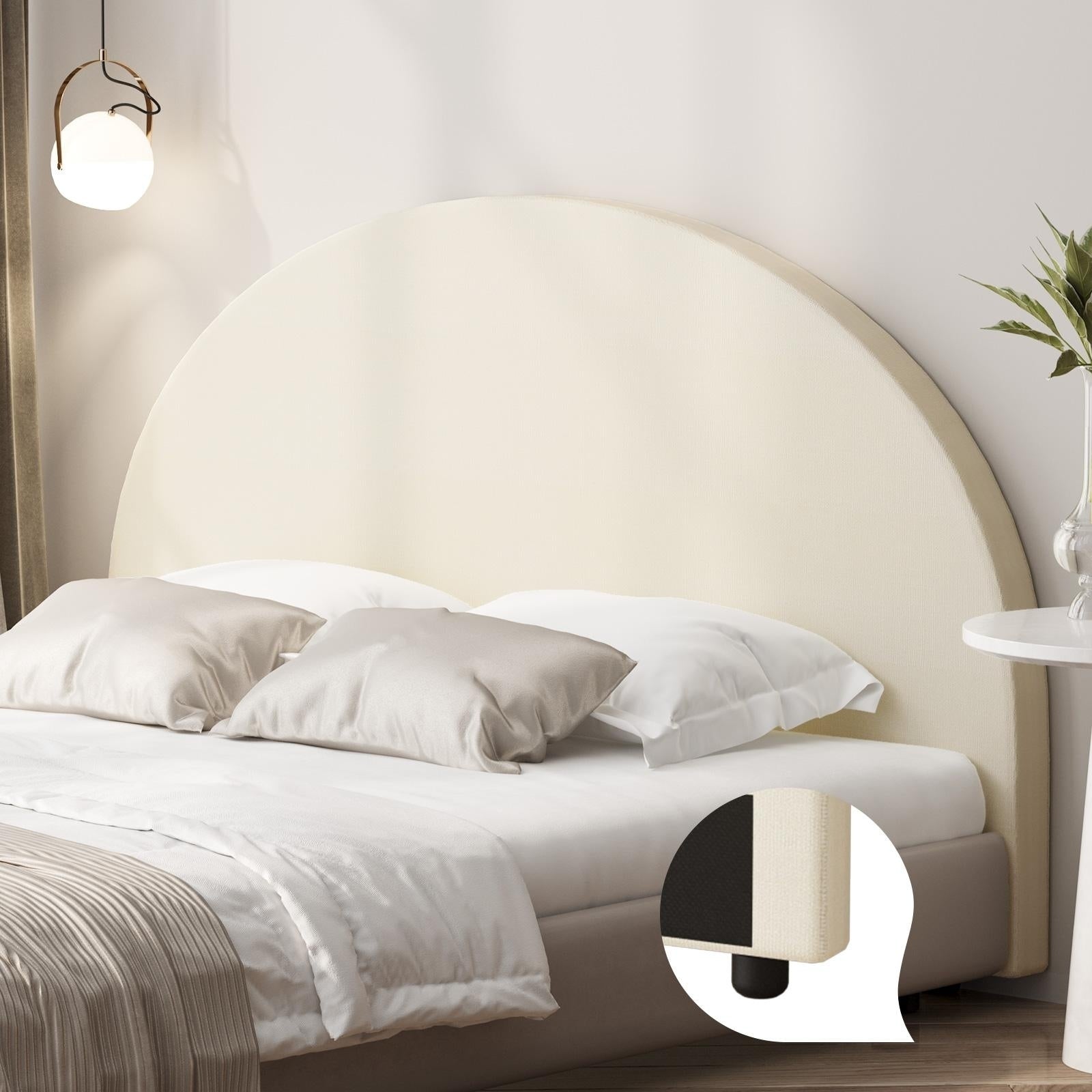 Oikiture Bed Head Queen Size Headboard Bedhead Fabric Beige - Sunyee