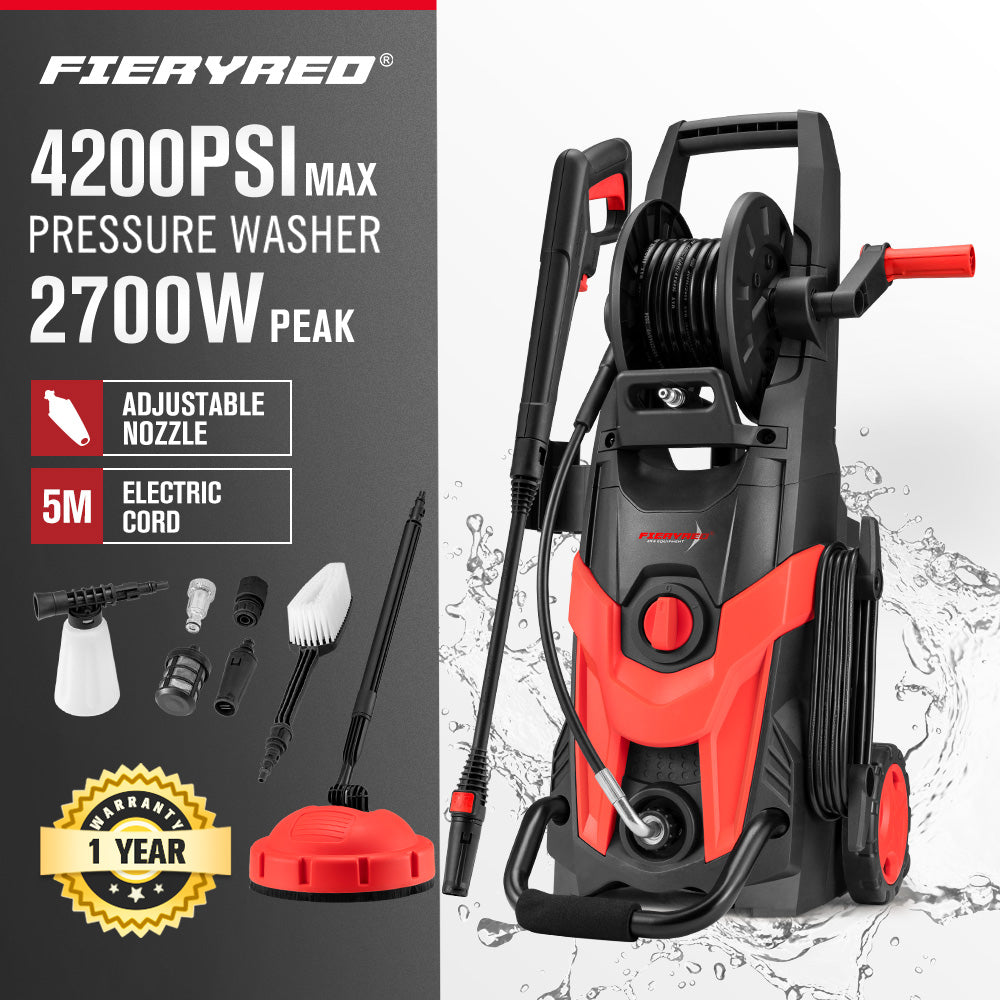 Fieryred 2700W Peak High Pressure Washer Cleaner Electric Water Pump Max 4200PSI - Sunyee
