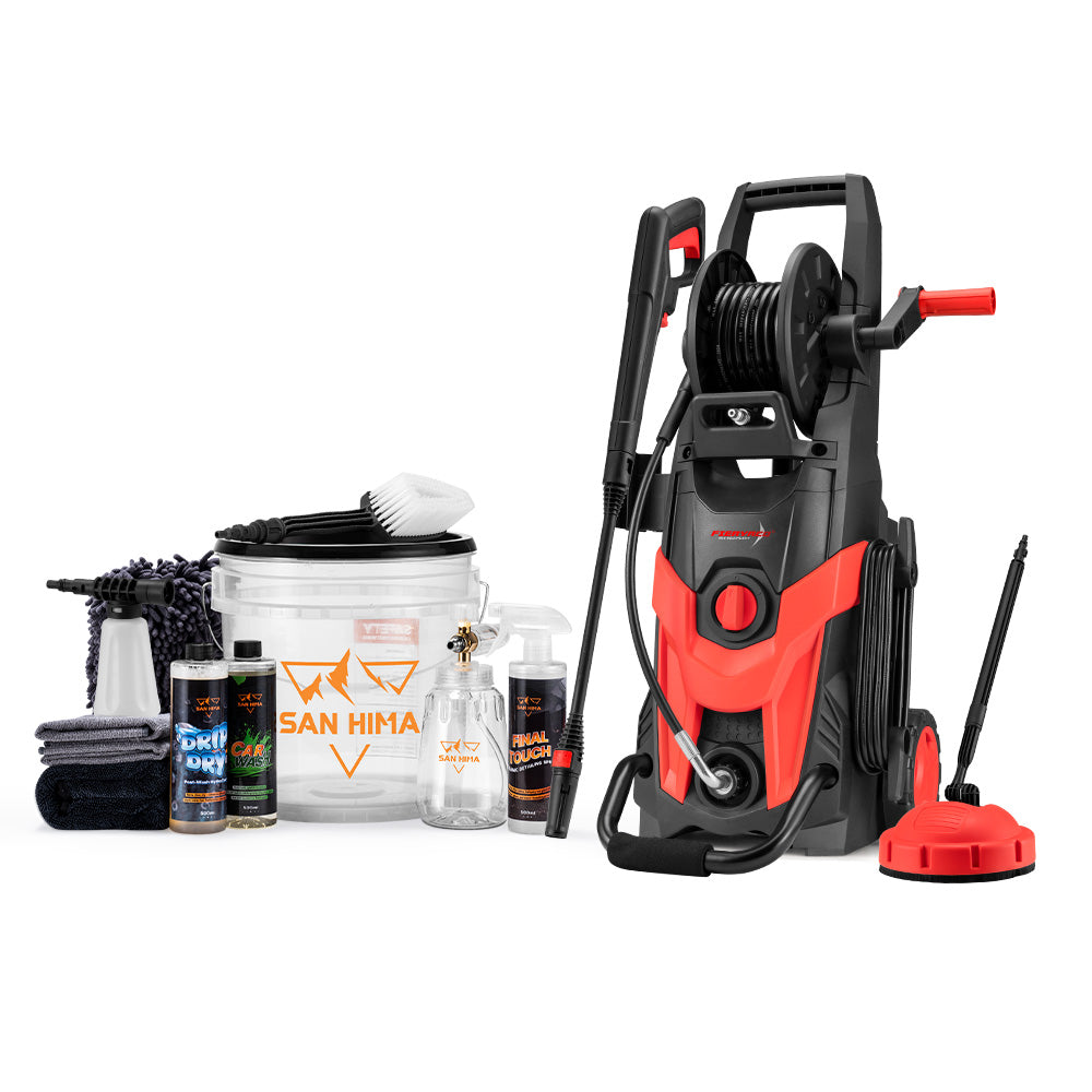 2700W Peak High Pressure Washer Cleaner 4200PSI Red + 10PCS Car Cleaning Kit - Sunyee