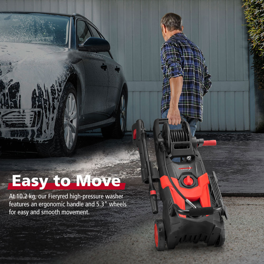 2700W Peak High Pressure Washer Cleaner 4200PSI Red + 10PCS Car Cleaning Kit - Sunyee