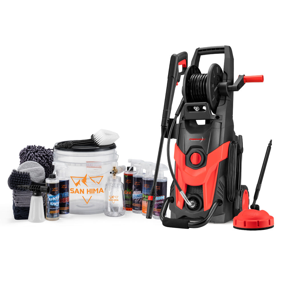 2700W Peak High Pressure Washer Cleaner 4200PSI Red + 18PCS Car Cleaning Kit - Sunyee