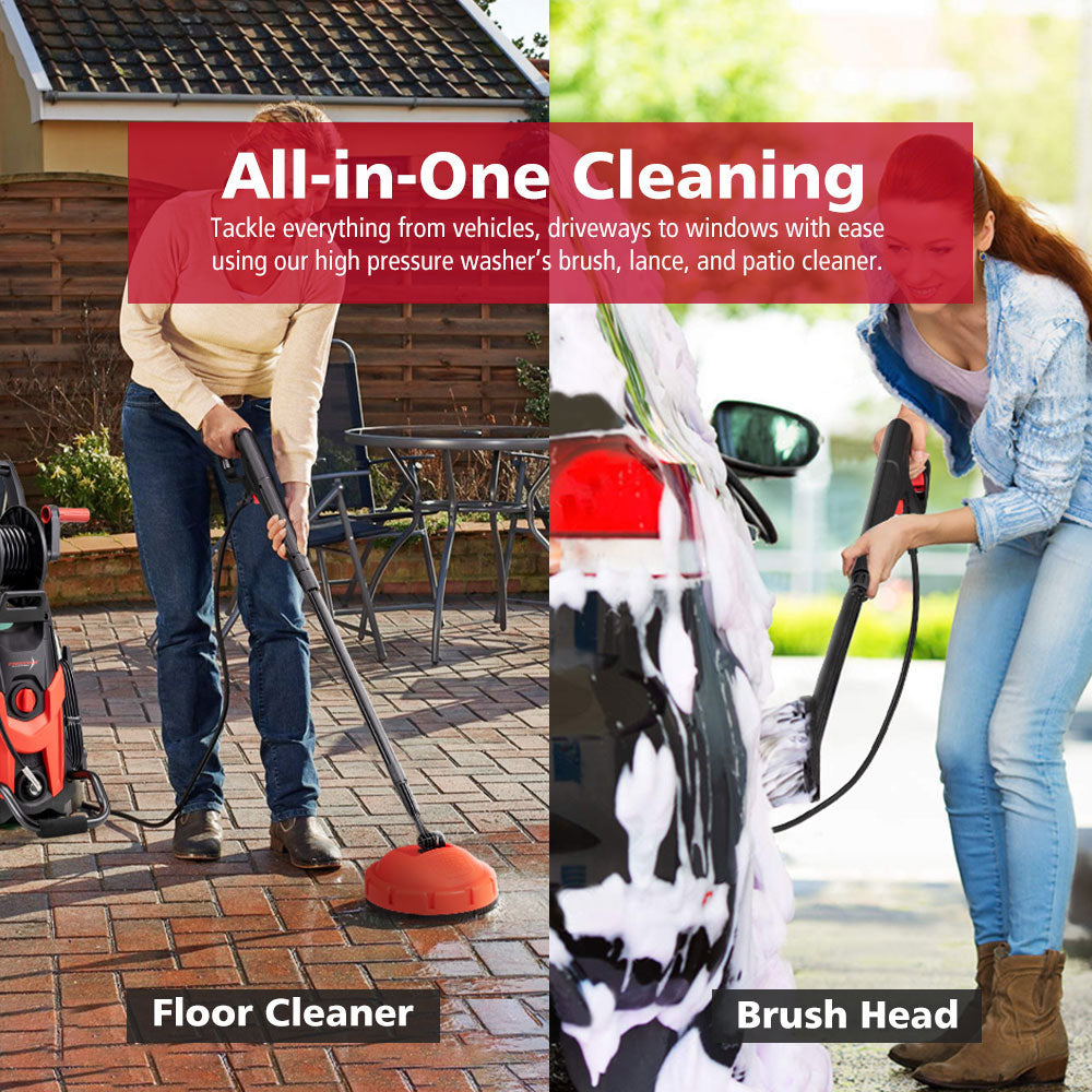 2700W Peak High Pressure Washer Cleaner 4200PSI Red + 18PCS Car Cleaning Kit - Sunyee