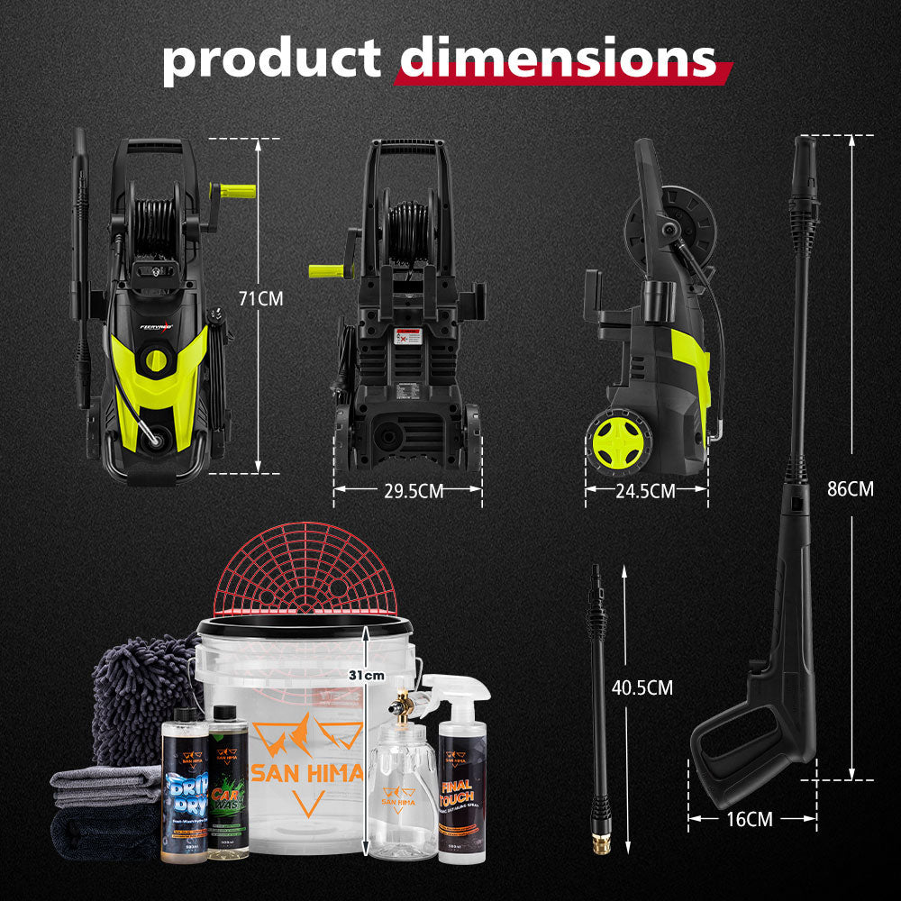 2700W Peak High Pressure Washer Cleaner 4200PSI Green + 10PCS Car Cleaning Kit - Sunyee