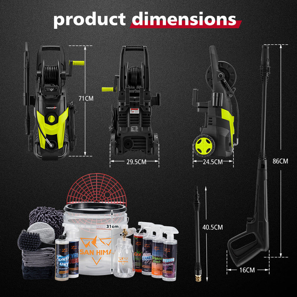 2700W Peak High Pressure Washer Cleaner 4200PSI Green + 18PCS Car Cleaning Kit - Sunyee