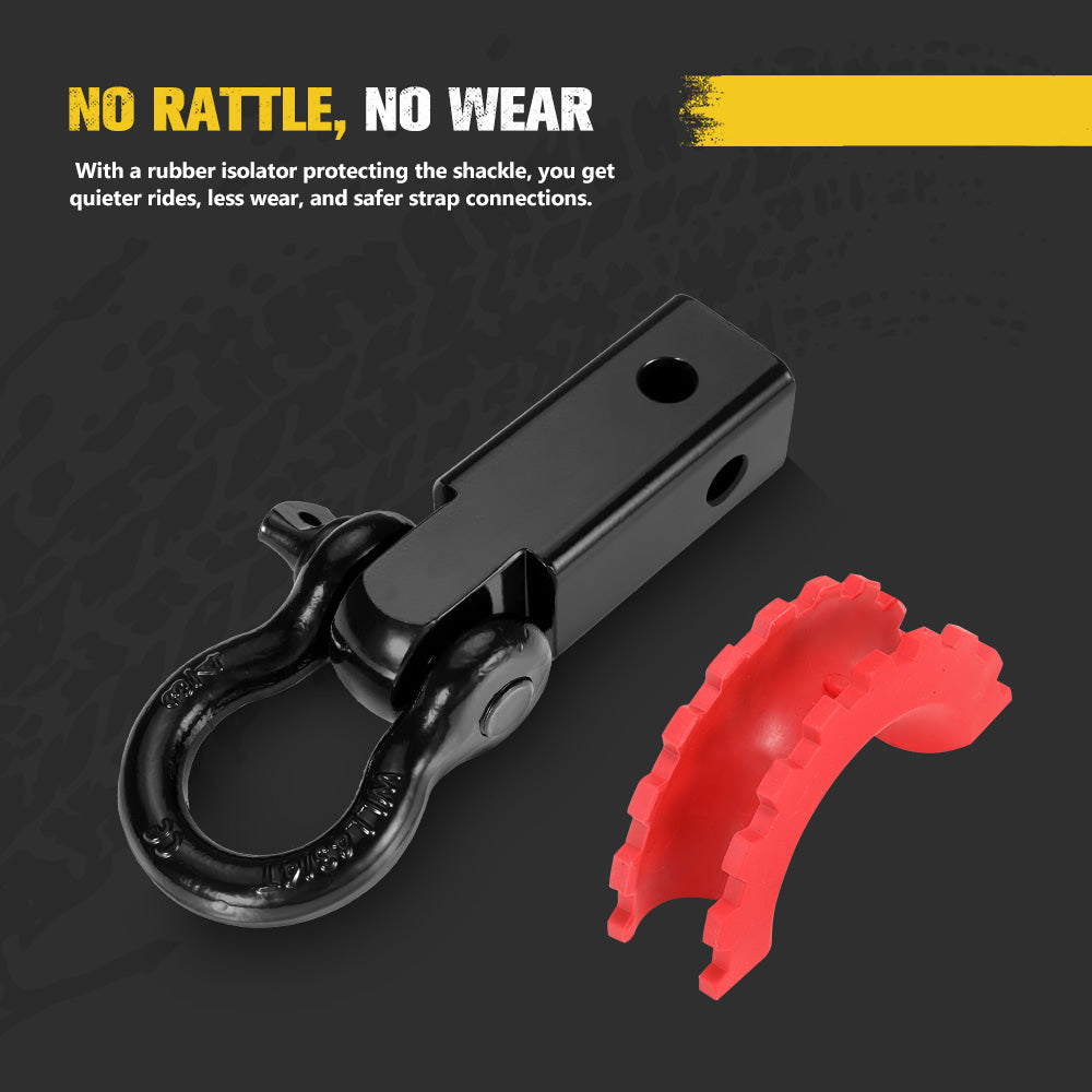 Recovery Hitch Receiver Rated 4.75 Tonne + Bow Shackle Tow Bar Off Road 4x4 4WD - Sunyee