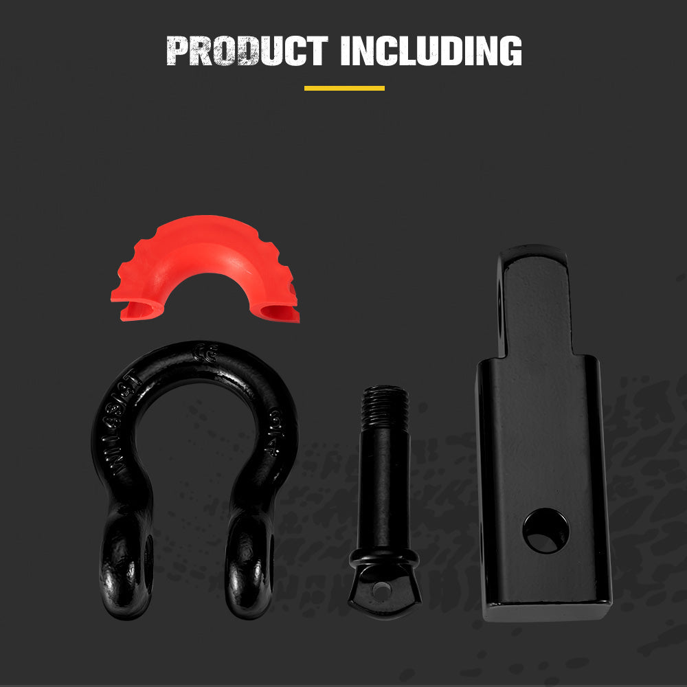 Recovery Hitch Receiver Rated 4.75 Tonne + Bow Shackle Tow Bar Off Road 4x4 4WD - Sunyee