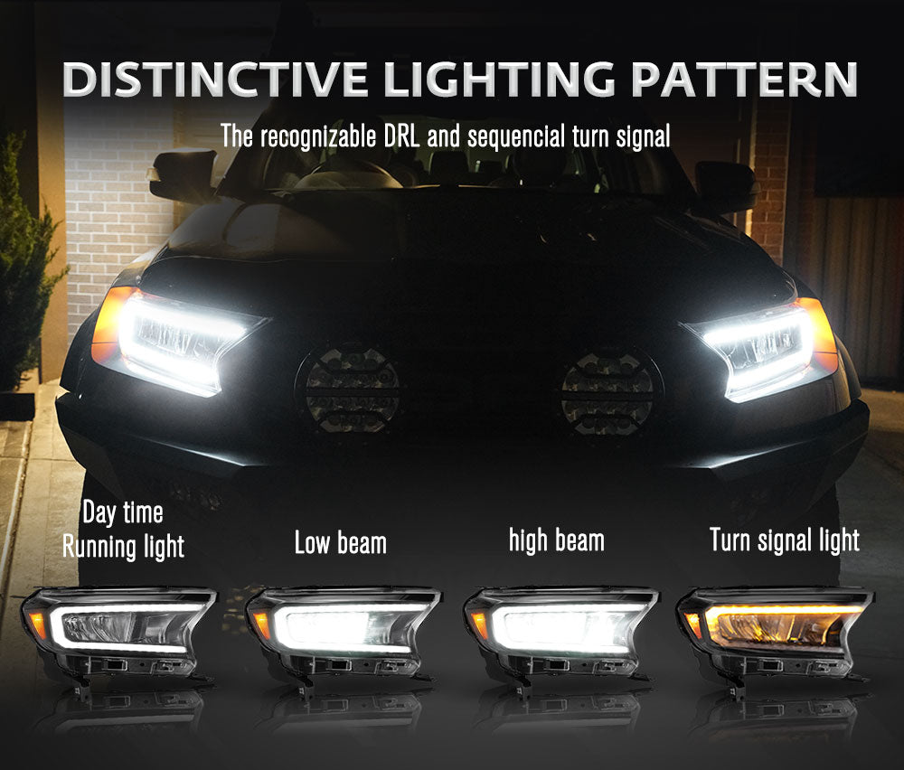 VLAND LED Headlights + LED Tail Lights for Ford Ranger 2015-2020 Wildtrak Raptor - Sunyee