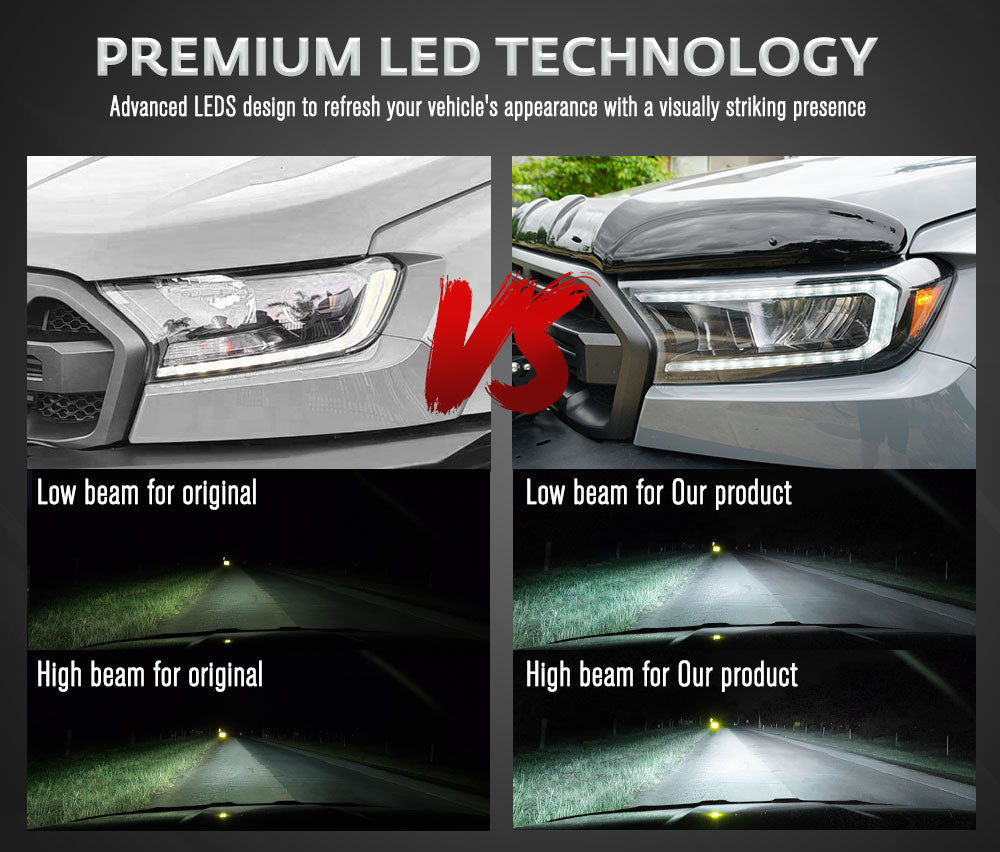 VLAND LED Headlights + LED Tail Lights for Ford Ranger 2015-2020 Wildtrak Raptor - Sunyee