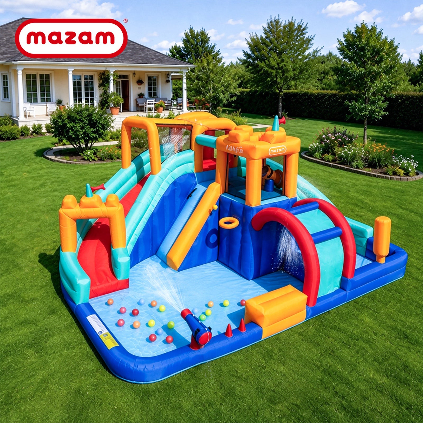 Airmyfun Inflatable Water Park Kids Giant Bouncy Castle Pool Slides Play Centre