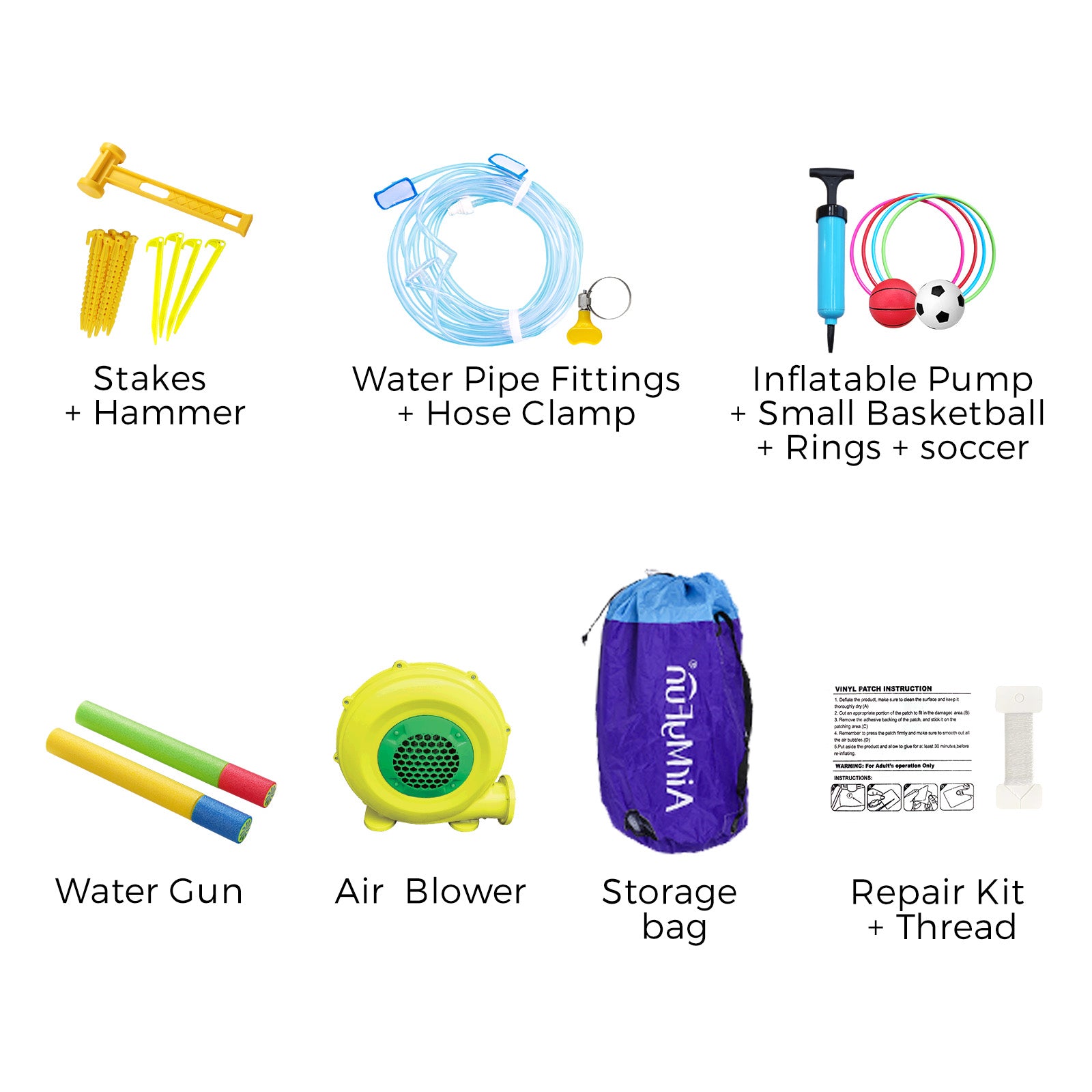 AirMyFun 9-IN-1 Inflatable Water Park Jumping Castle Soccer Goalpost Blower