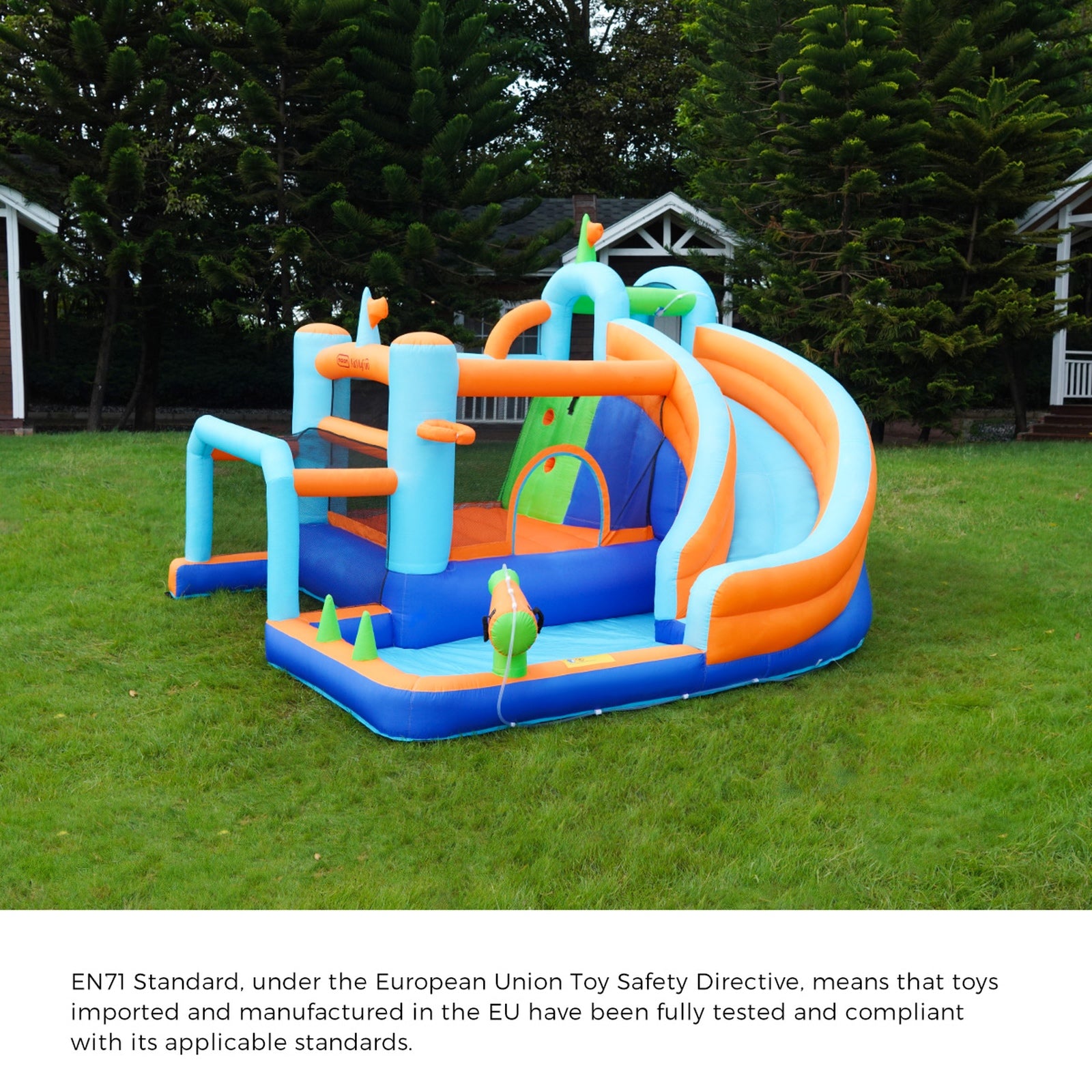 AirMyFun 9-IN-1 Inflatable Water Park Jumping Castle Soccer Goalpost Blower - Sunyee