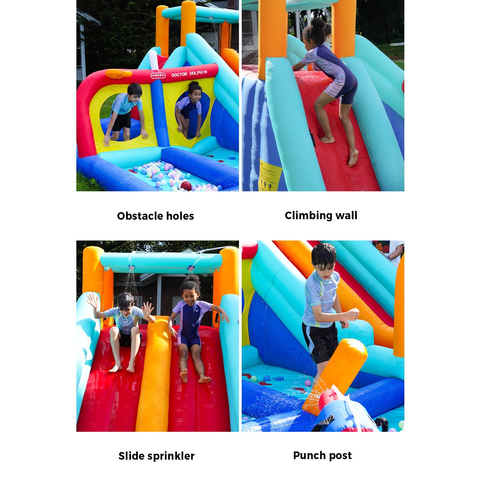 Doctor Dolphin 10-IN-1 Inflatable Water Park Jumping Castle Dual Slides Blower - Sunyee