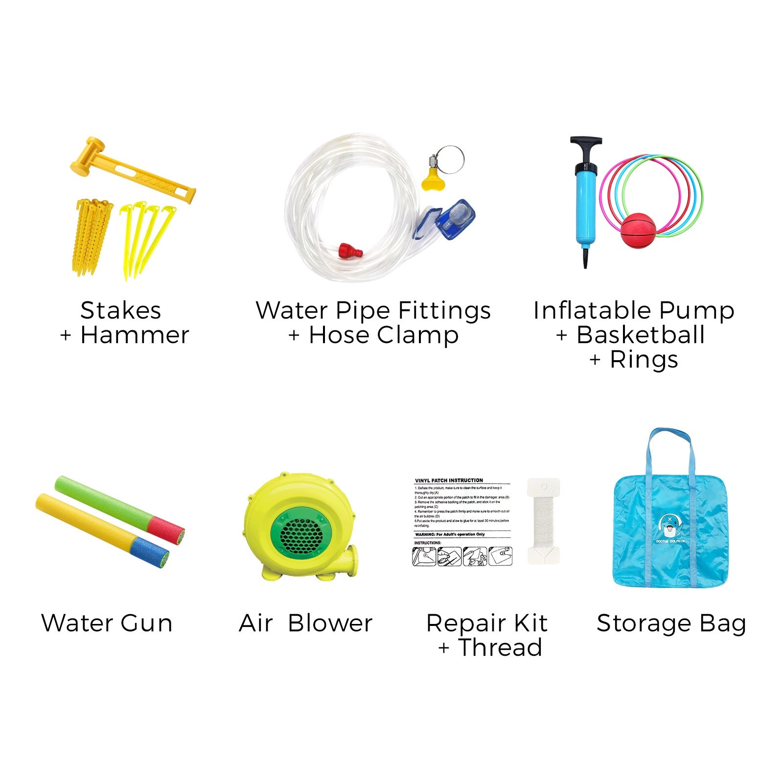 Doctor Dolphin 10-IN-1 Inflatable Water Park Jumping Castle Dual Slides Blower - Sunyee