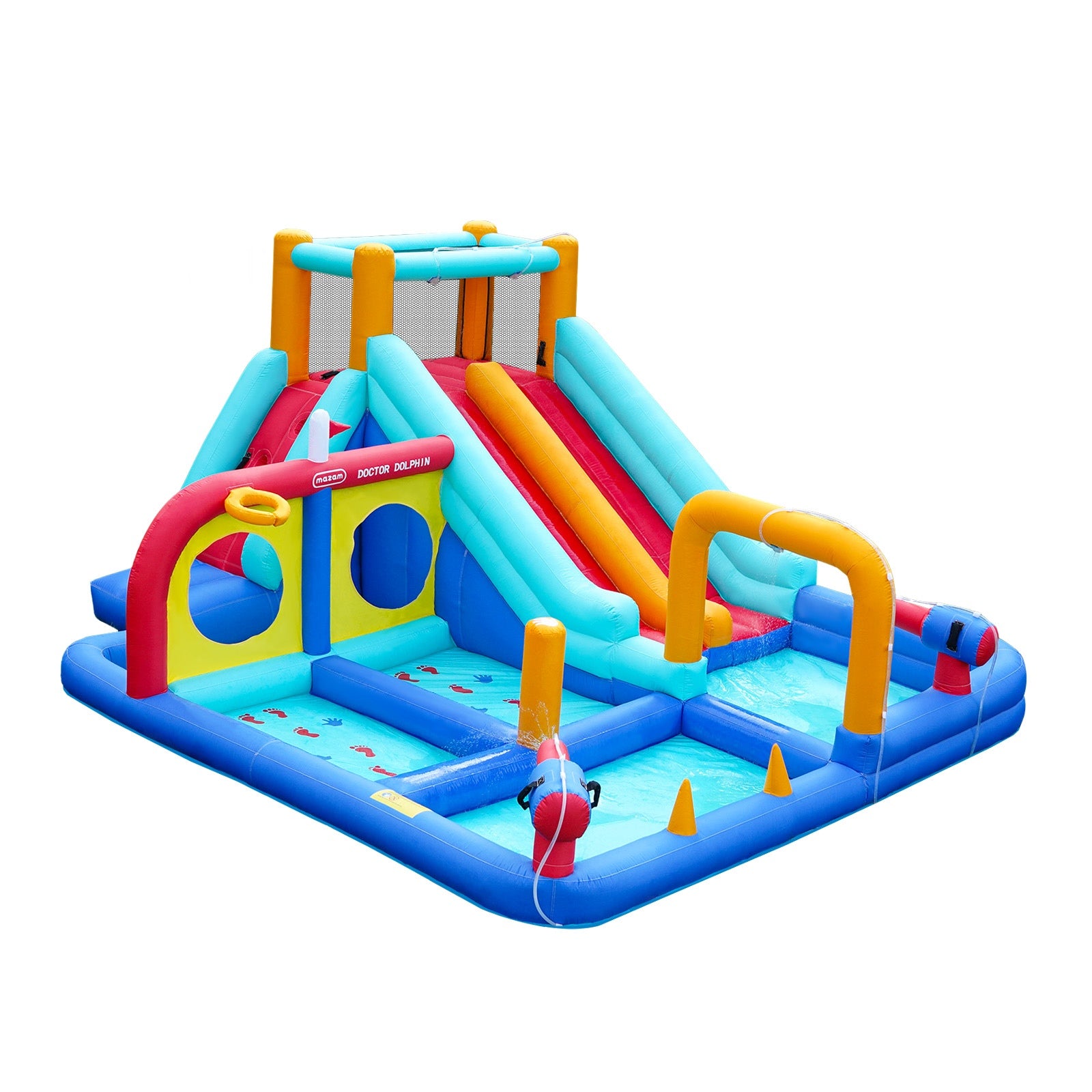 Doctor Dolphin 10-IN-1 Inflatable Water Park Jumping Castle Dual Slides Blower - Sunyee