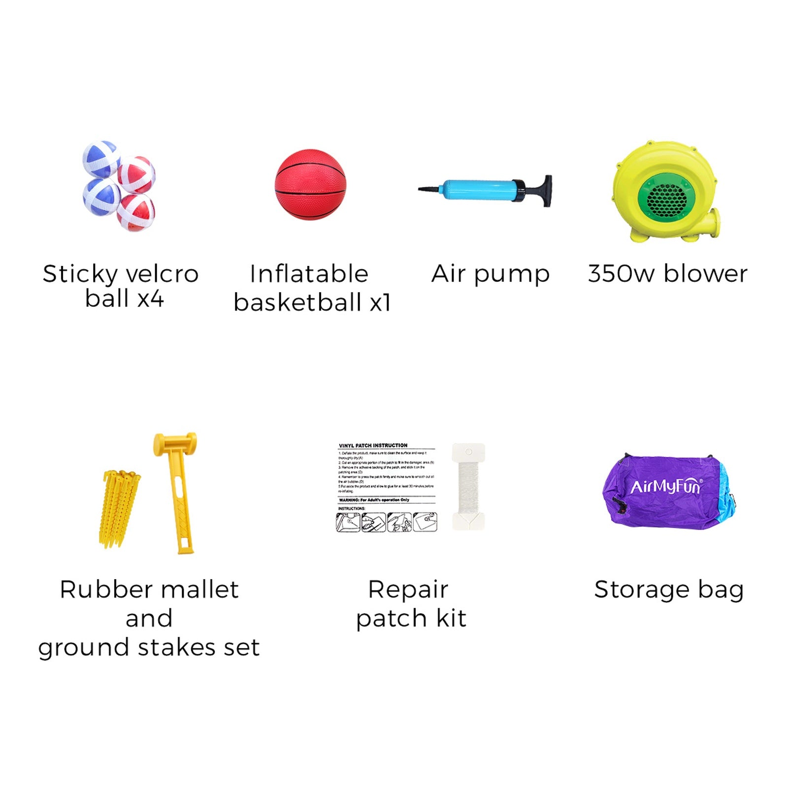 AirMyFun Inflatable Bouncy Castle Kids Dry Jump Slide Bounce House Play Toy